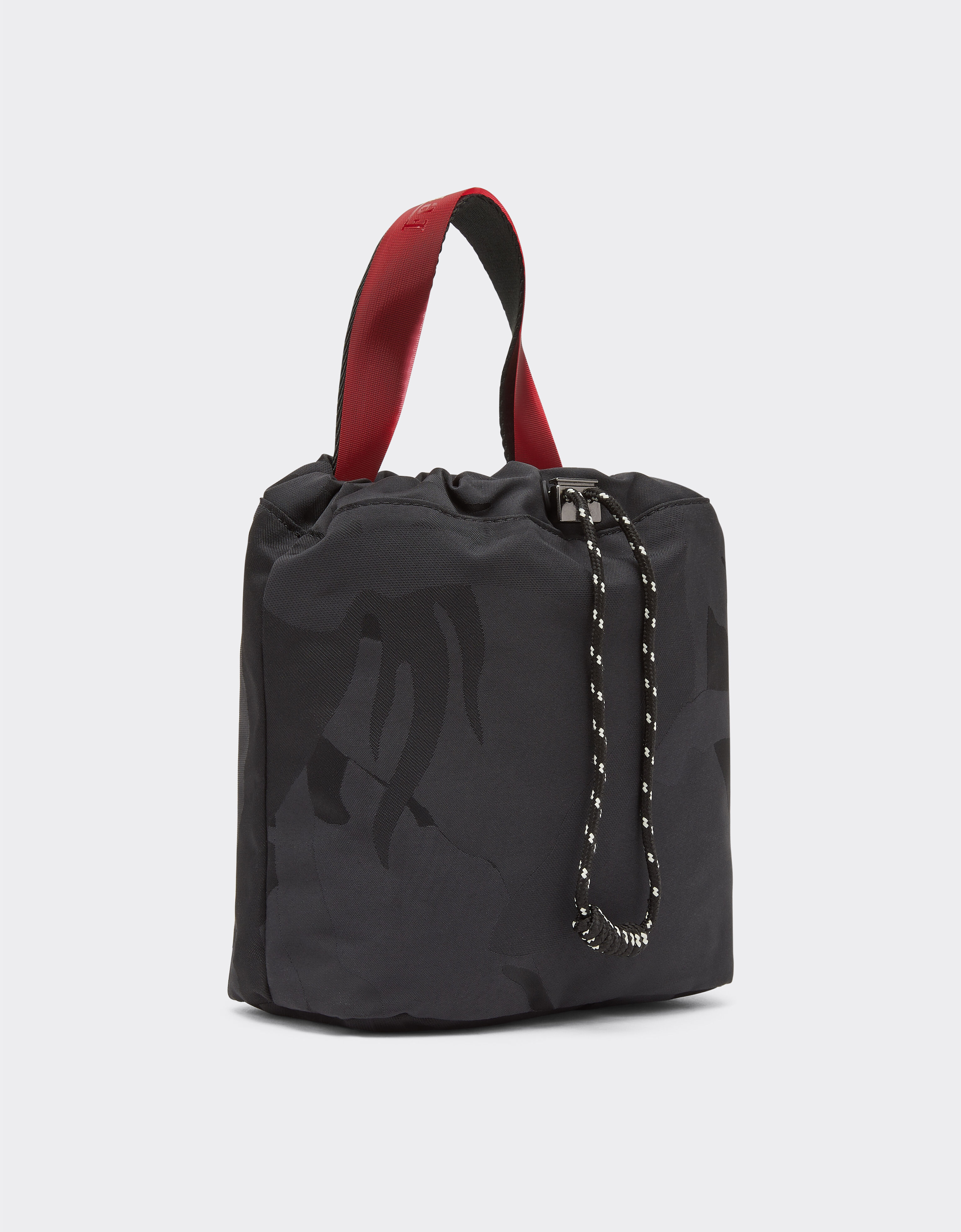 Ferrari Bucket bag in nylon with camouflage Prancing Horse motif Black 20590f