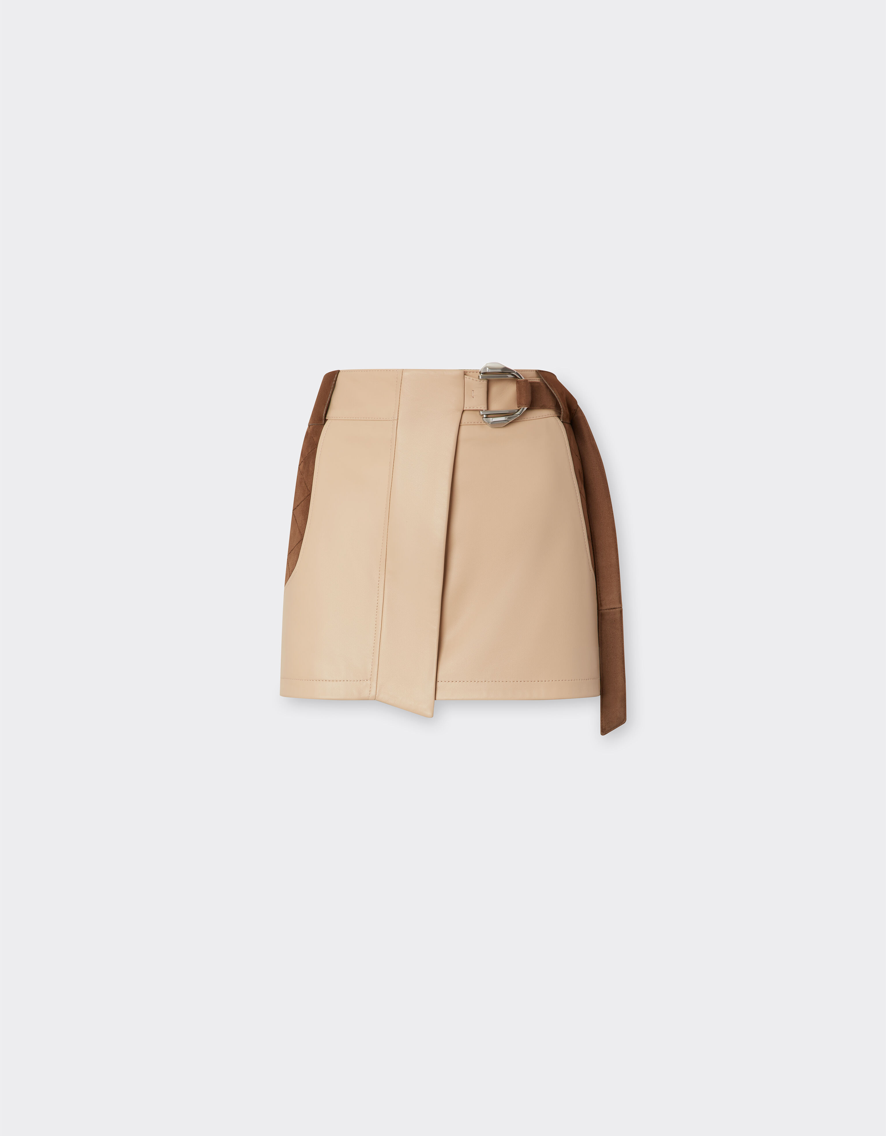 Ferrari Mini skirt in nappa and suede Chalk 22590f