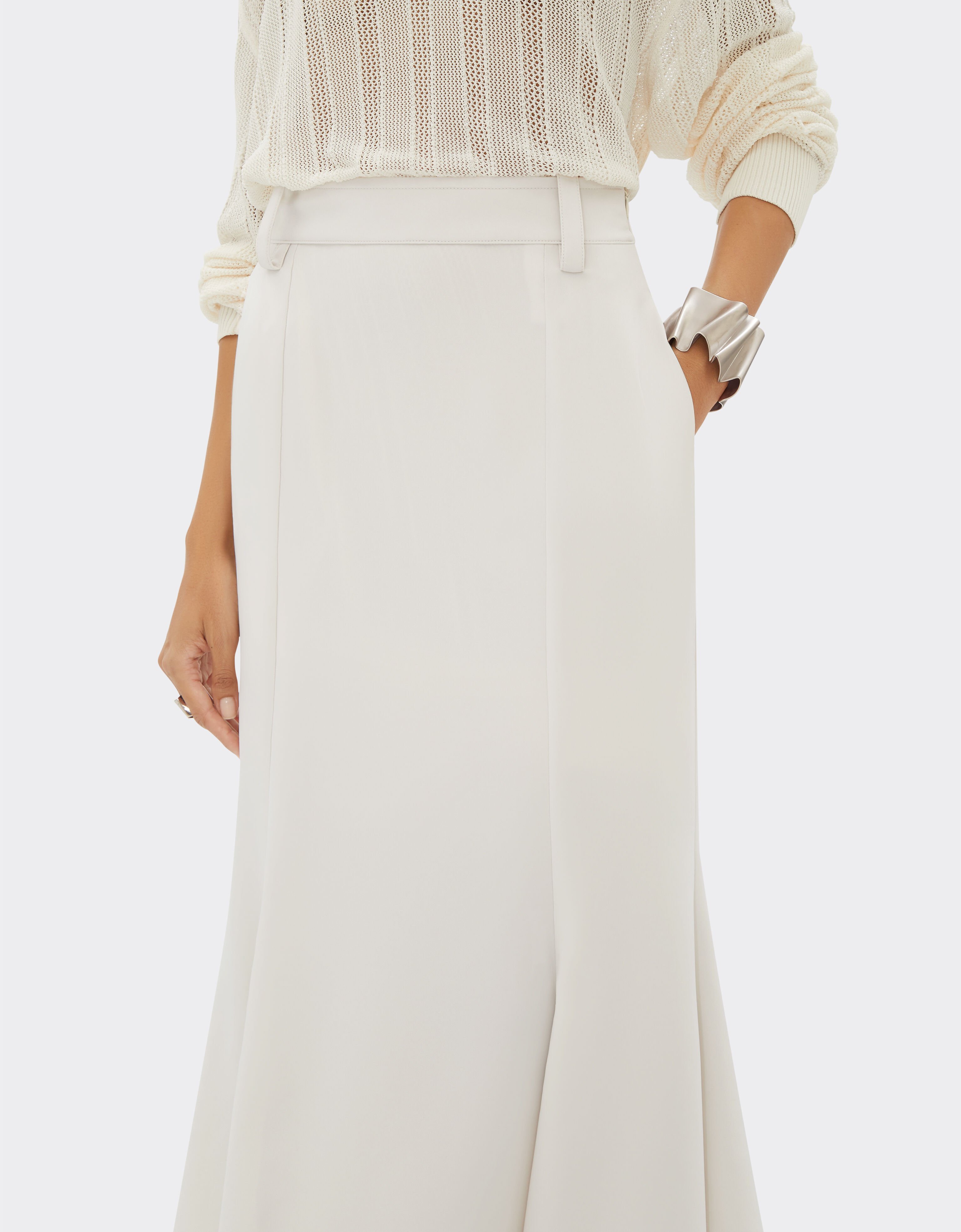 Ferrari Midi skirt in recycled satin Ecru 21868f