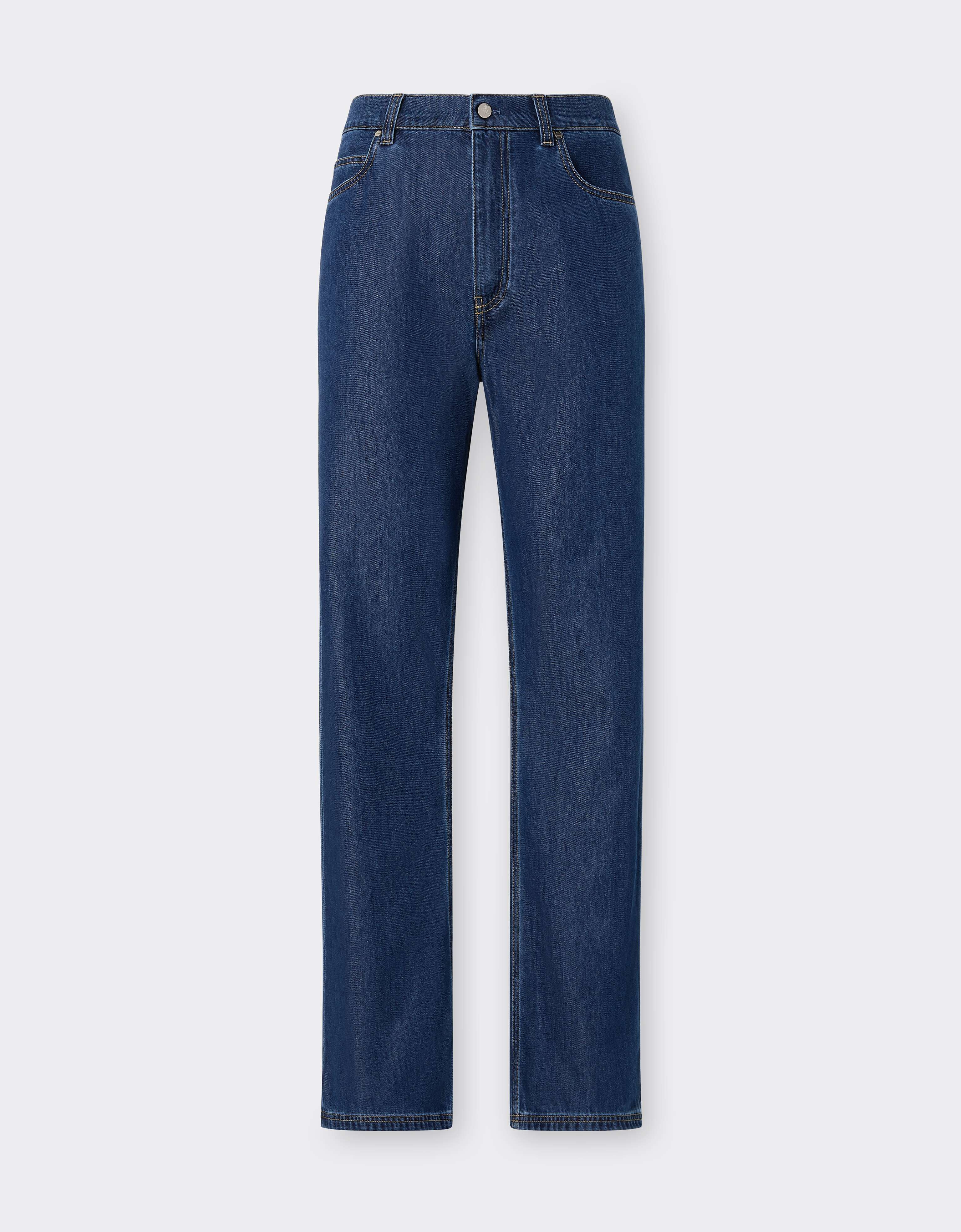 5-Pocket Denim Trousers with Alcantara® Details in Blu Denim