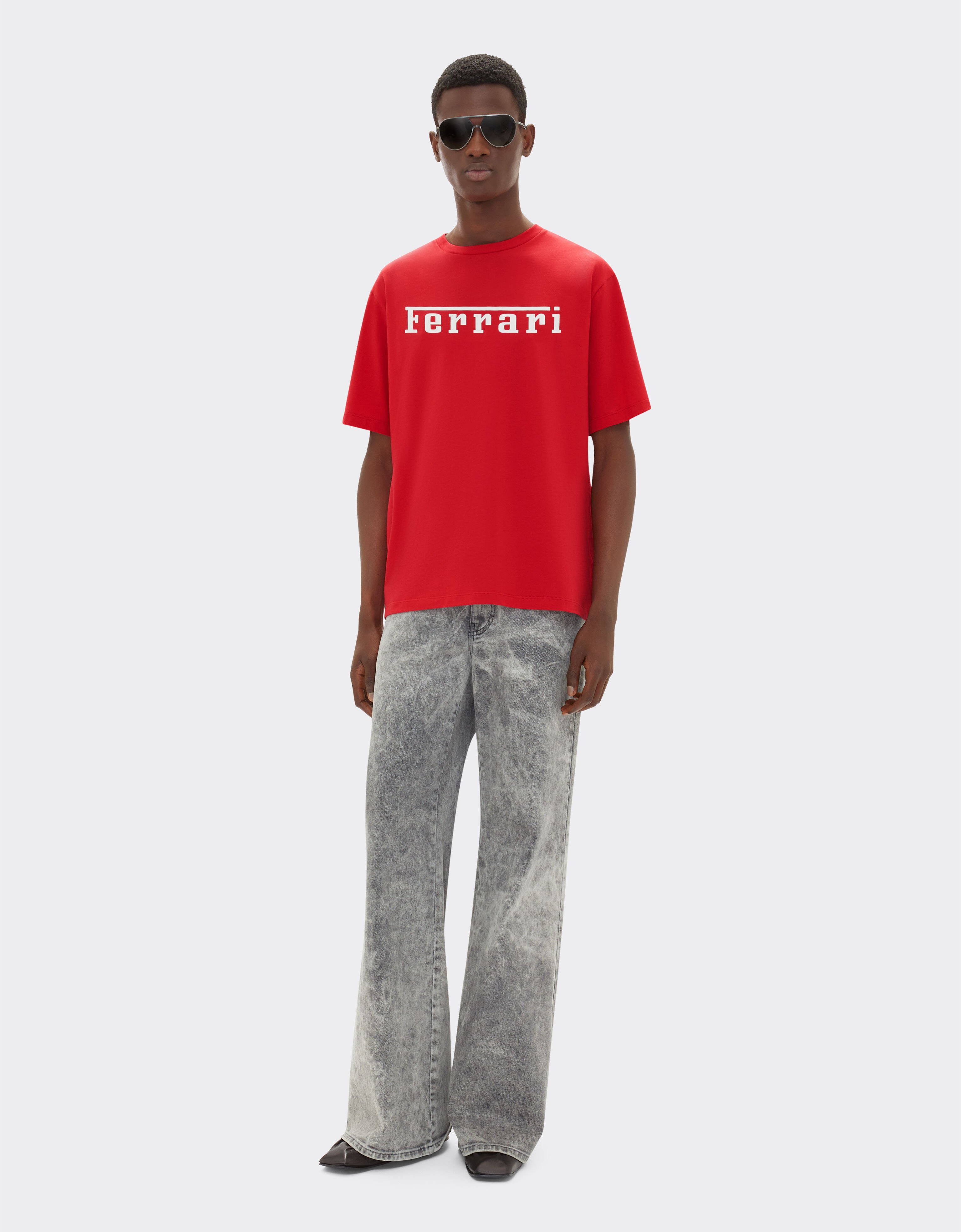 Ferrari T-shirt in cotone con logo Ferrari Rosso Corsa 21179f