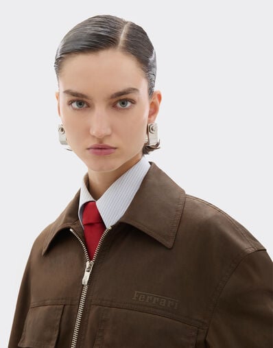 Ferrari Chaqueta de gabardina técnica con efecto vintage Verde Caqui 49926f