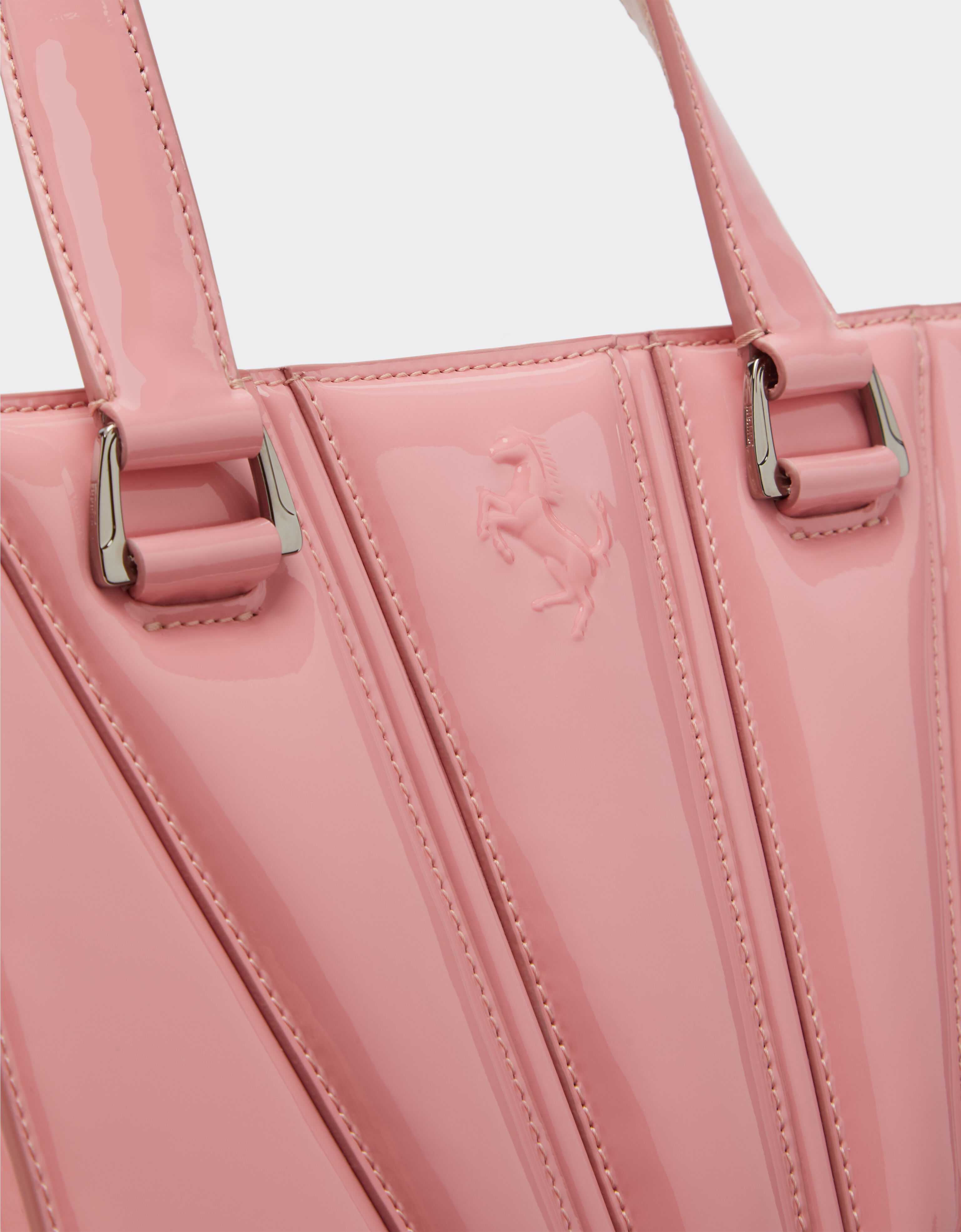 Ferrari mini tote GT Bag in patent leather in Peony Ferrari