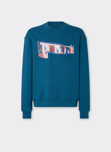 Ferrari Sudadera con logotipo estampado en bloques de color Azul pavo real 49278f