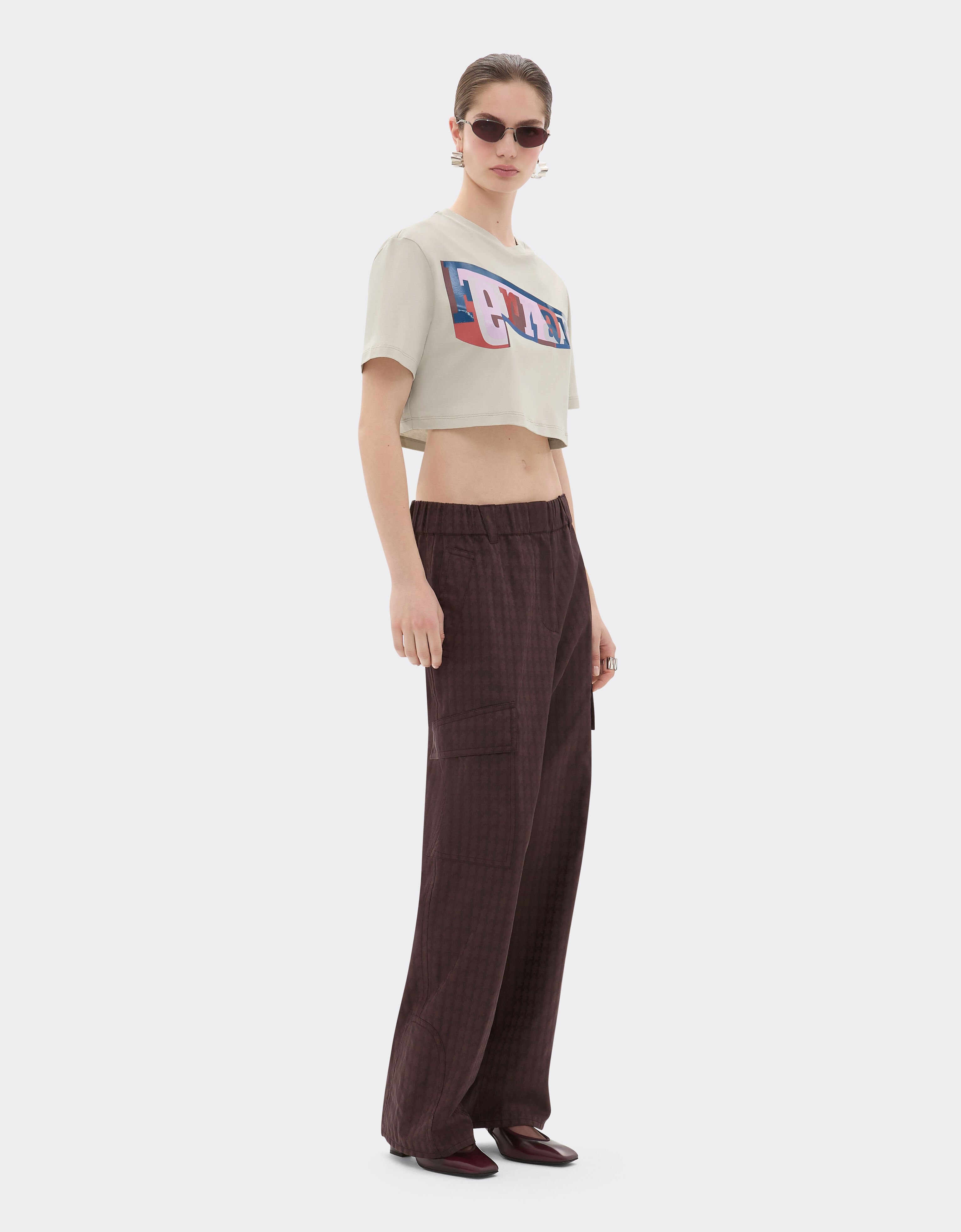 Ferrari Cropped T-shirt with color block logo print Chalk 22834f