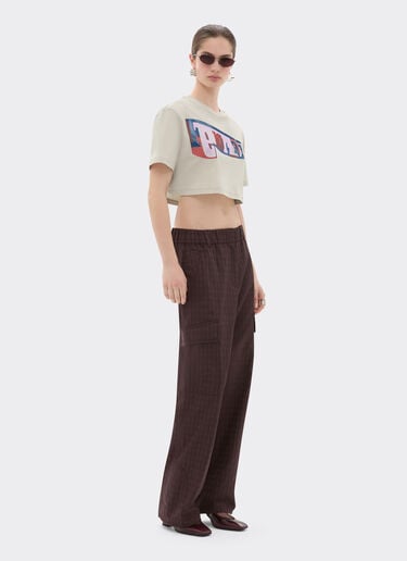 Cropped T-shirt with color block logo print Ferrari Cropped T-shirt with color block logo print Chalk 22834f