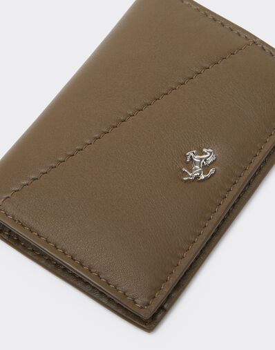 Ferrari Card holder with smooth leather pocket Khaki Green 50620f