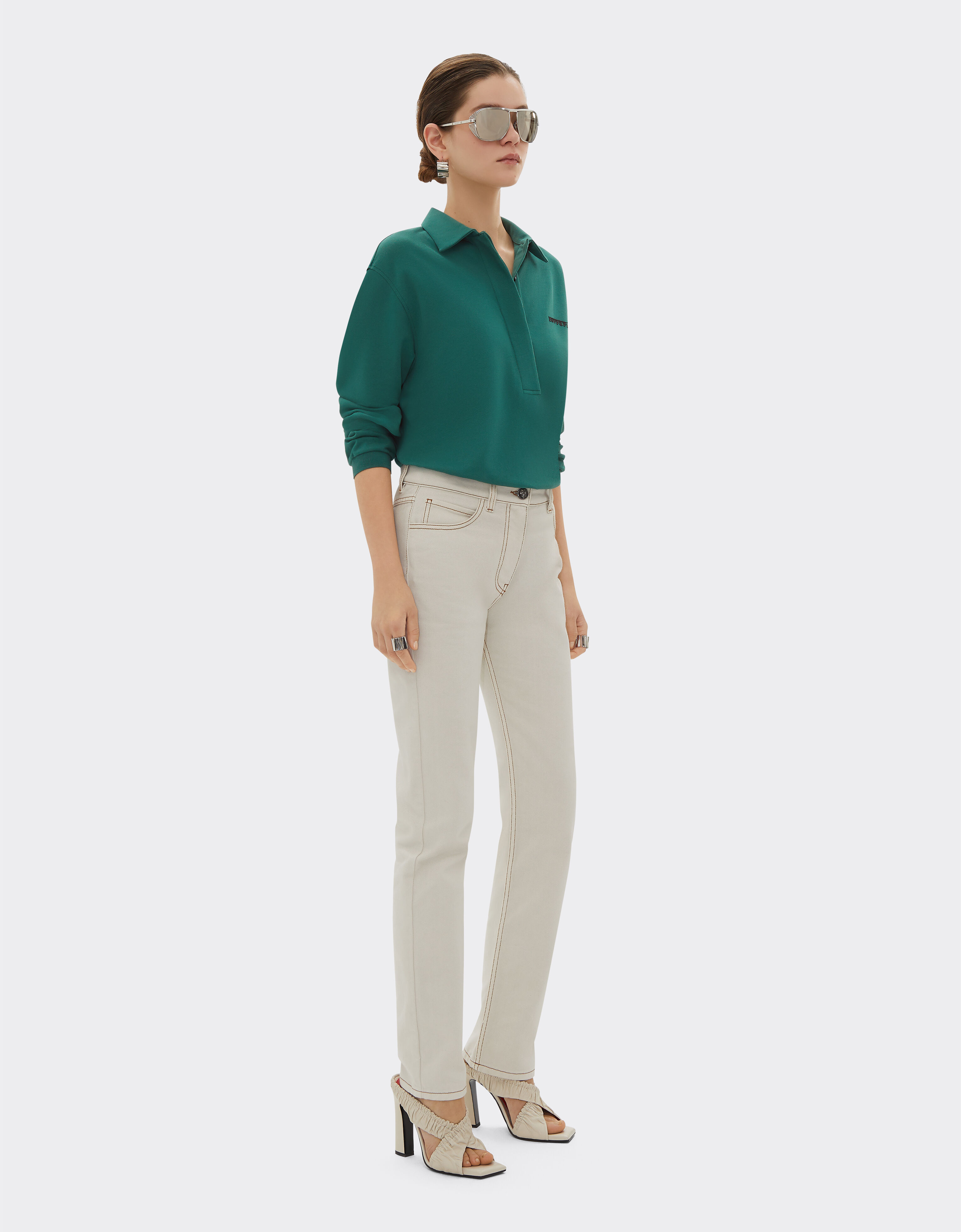 Ferrari Long-sleeved polo shirt with Ferrari logo Ficus Green 21824f