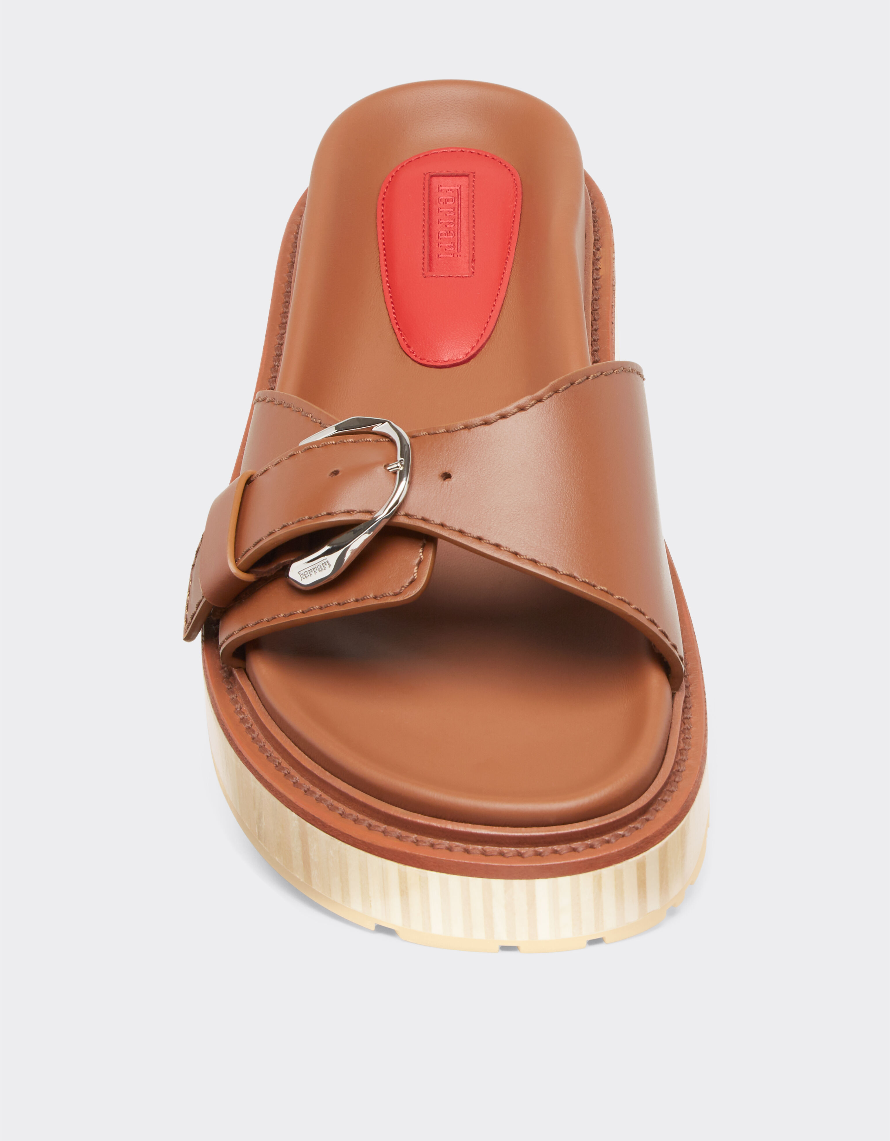 Ferrari Leather sliders with wooden sole Hide 22315f