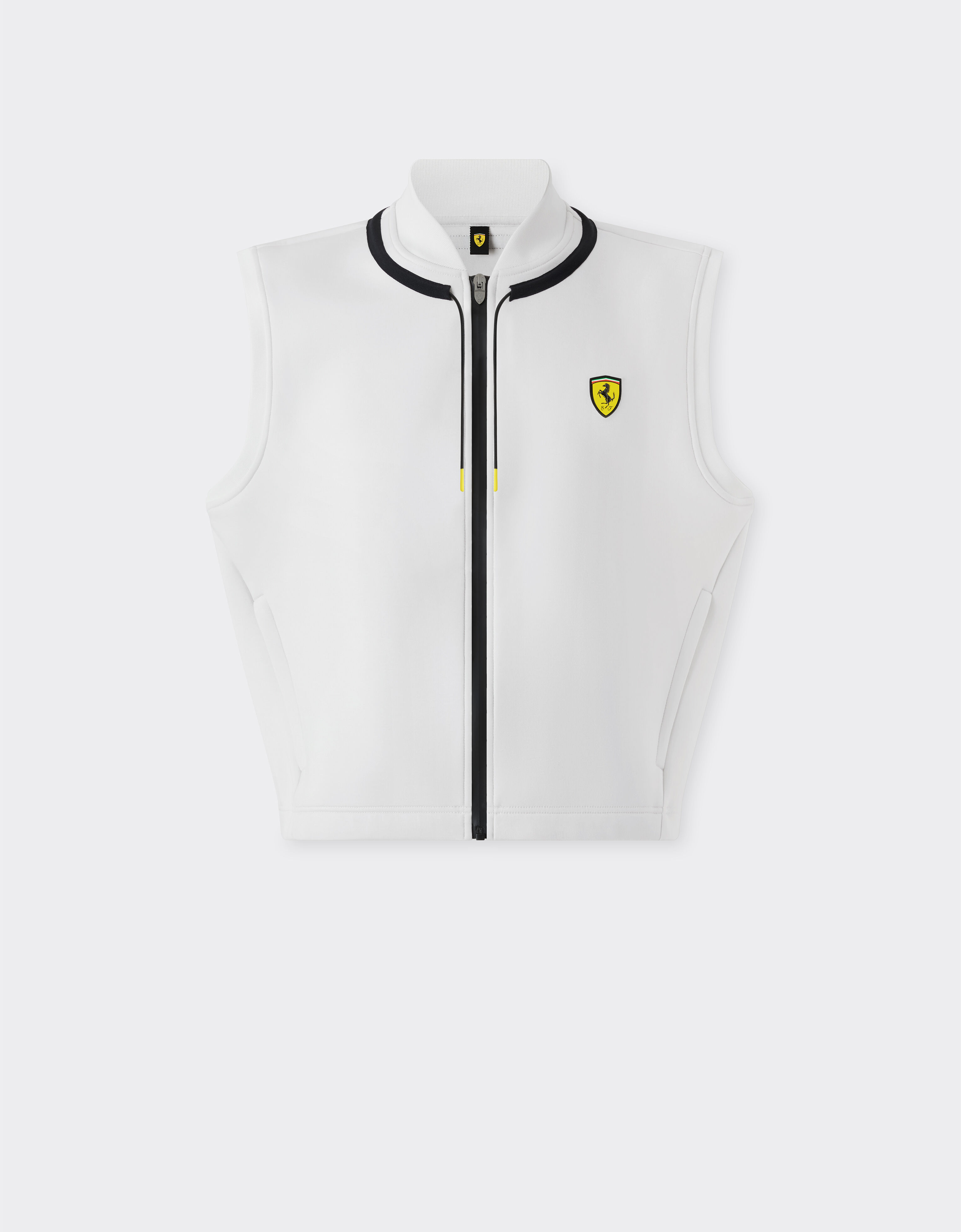  Weste aus Scuba-Stoff mit Ferrari-Wappen Avorio SWMVT0011WNY0004f