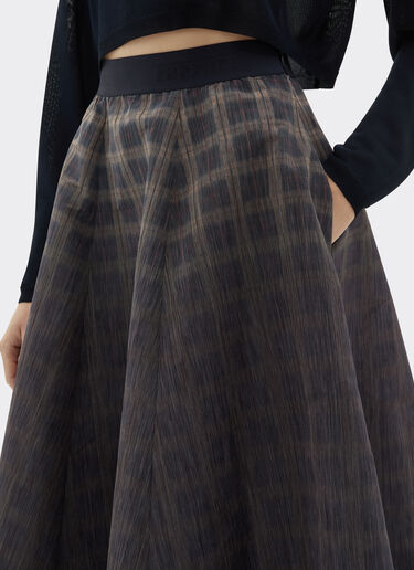 Ferrari Long skirt in chiné check printed nylon Mahogany 22651f