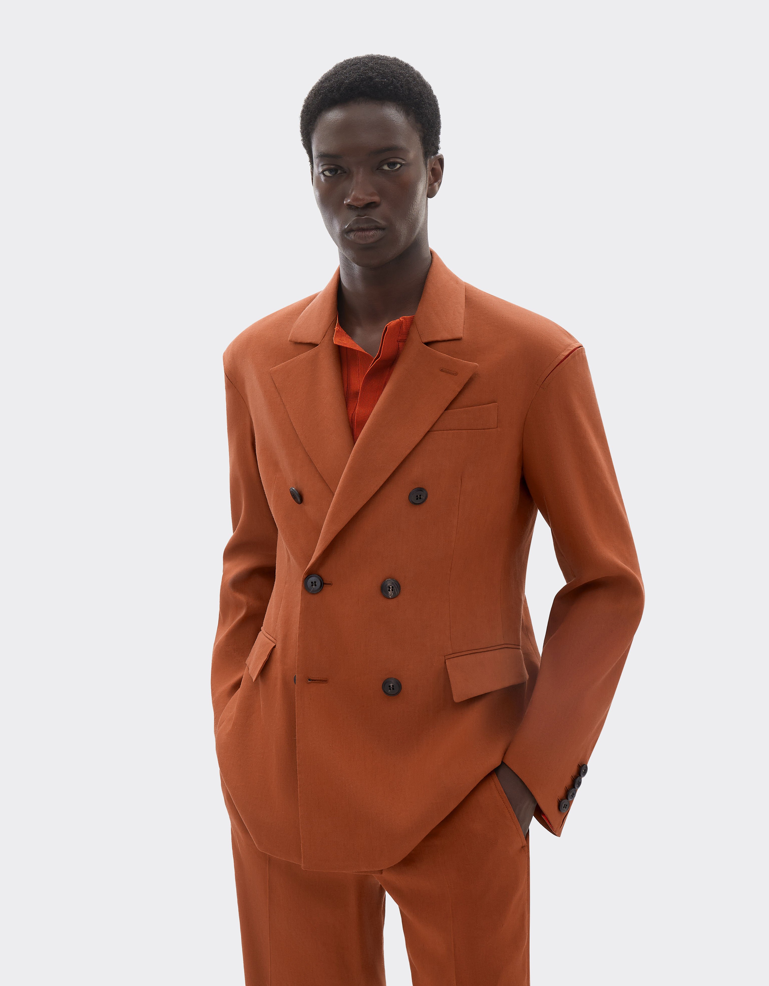 Ferrari Blazer in linen and viscose gabardine Tabacco 22088f