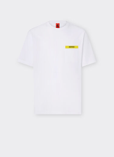 Ferrari 对比感细节棉质 T 恤 光学白 47825f