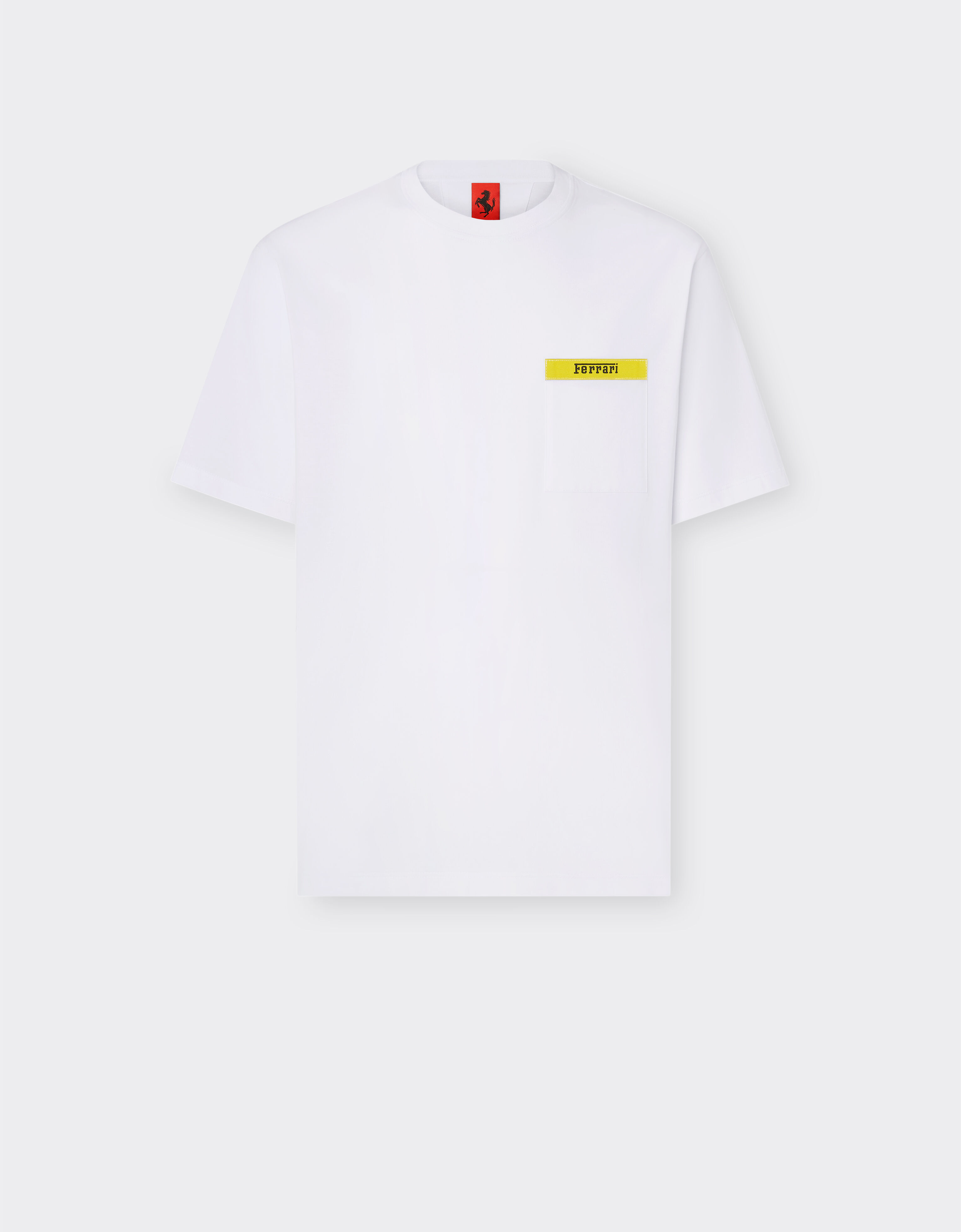 Ferrari 对比感细节棉质 T 恤 光学白 47825f