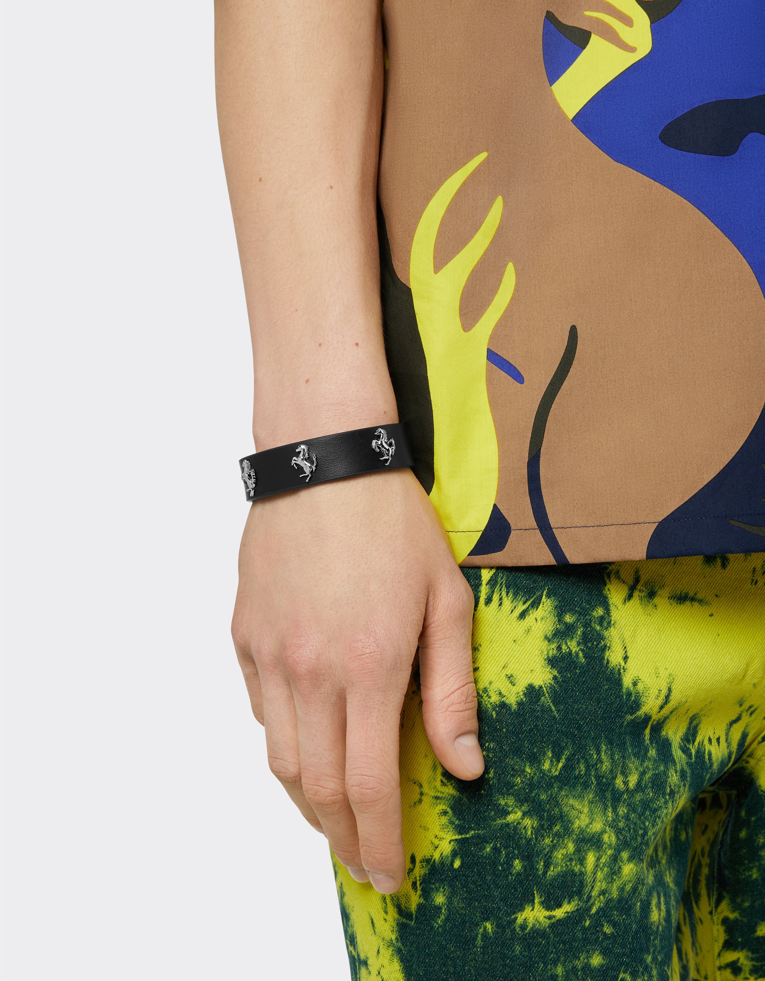 Ferrari Black leather bracelet with studs Black 20257f