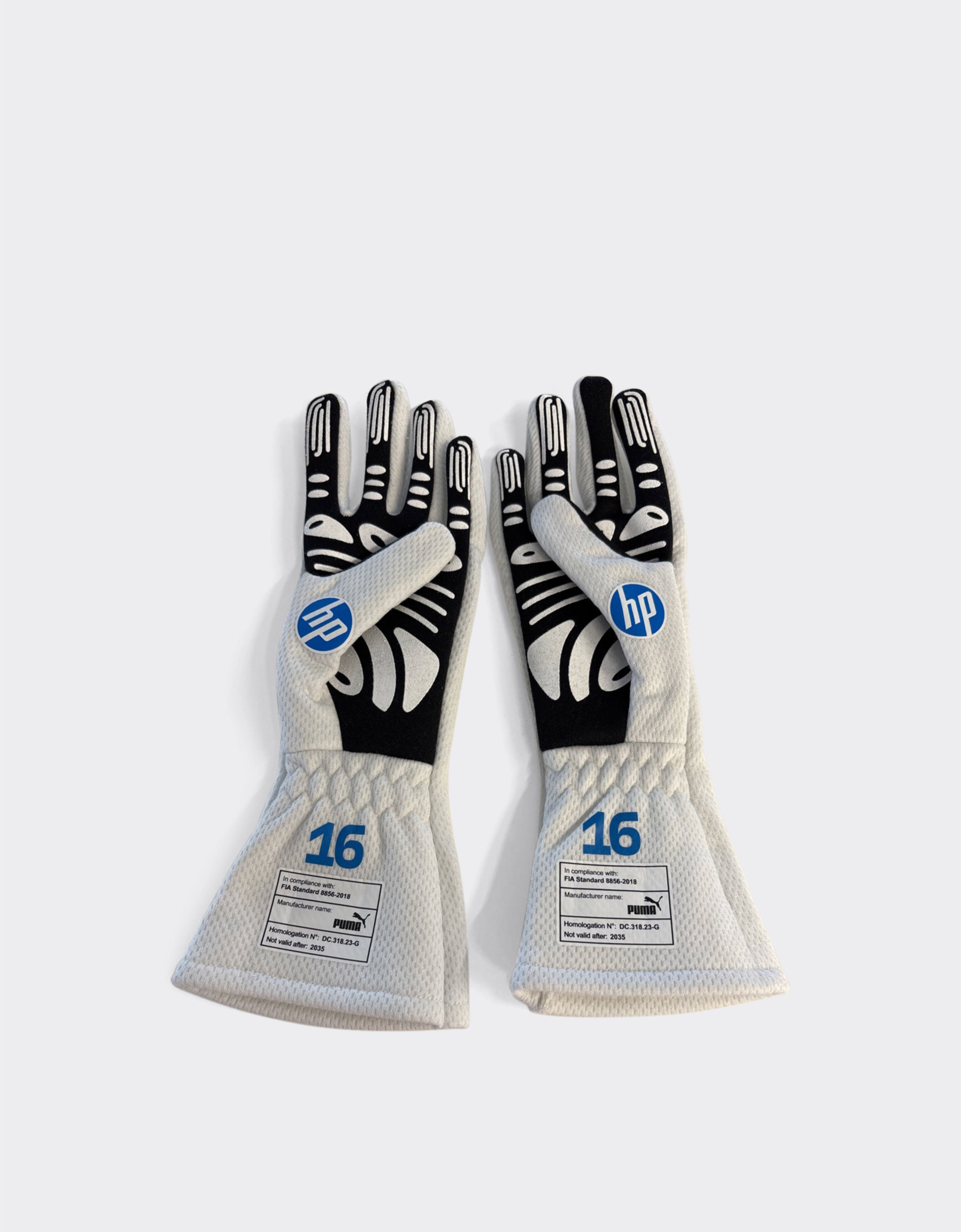 Ferrari Charles Leclerc Puma racing gloves for Scuderia Ferrari Optical White LA092f