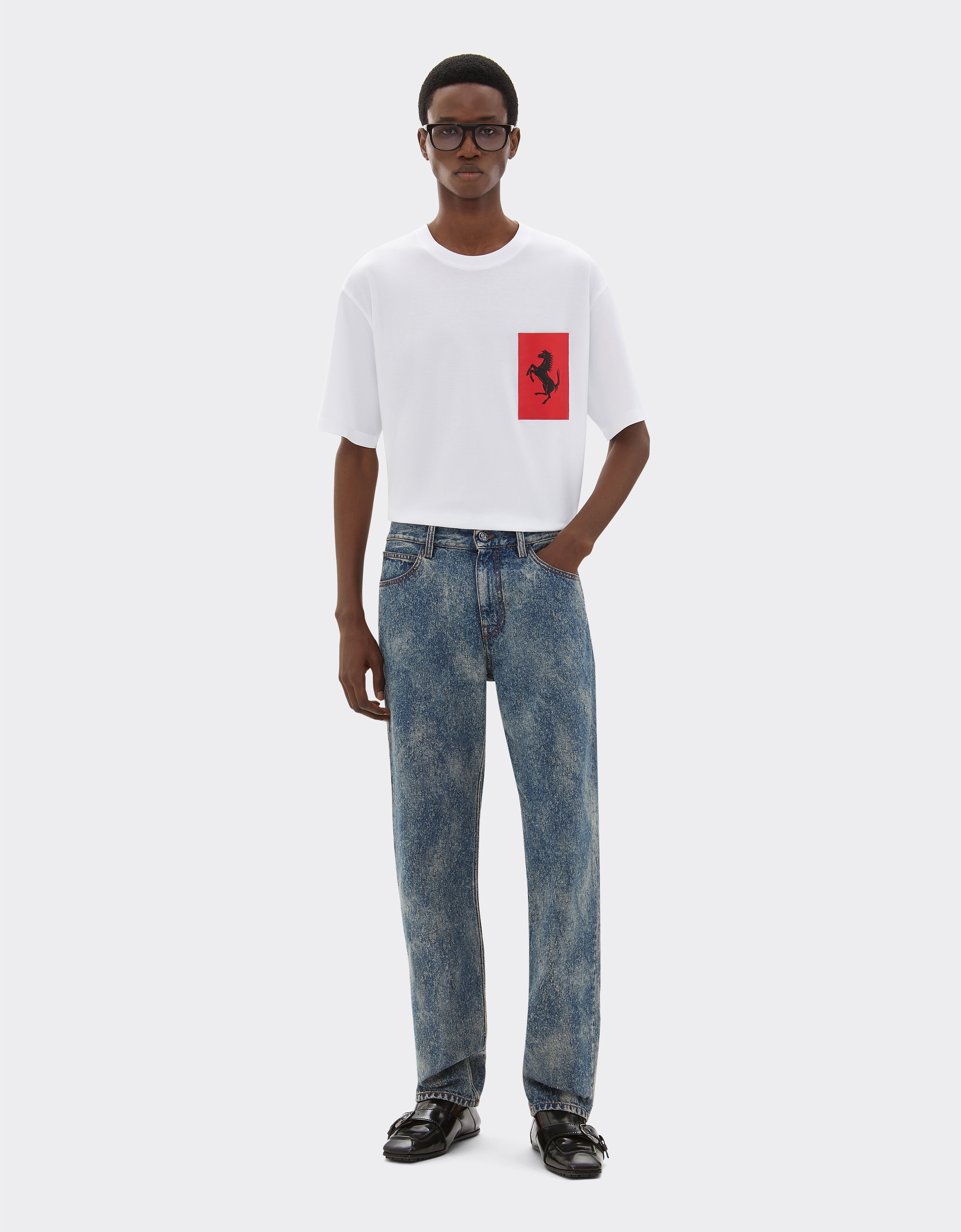 Ferrari Camiseta de algodón con bolsillo de Cavallino Rampante Blanco óptico 47824f