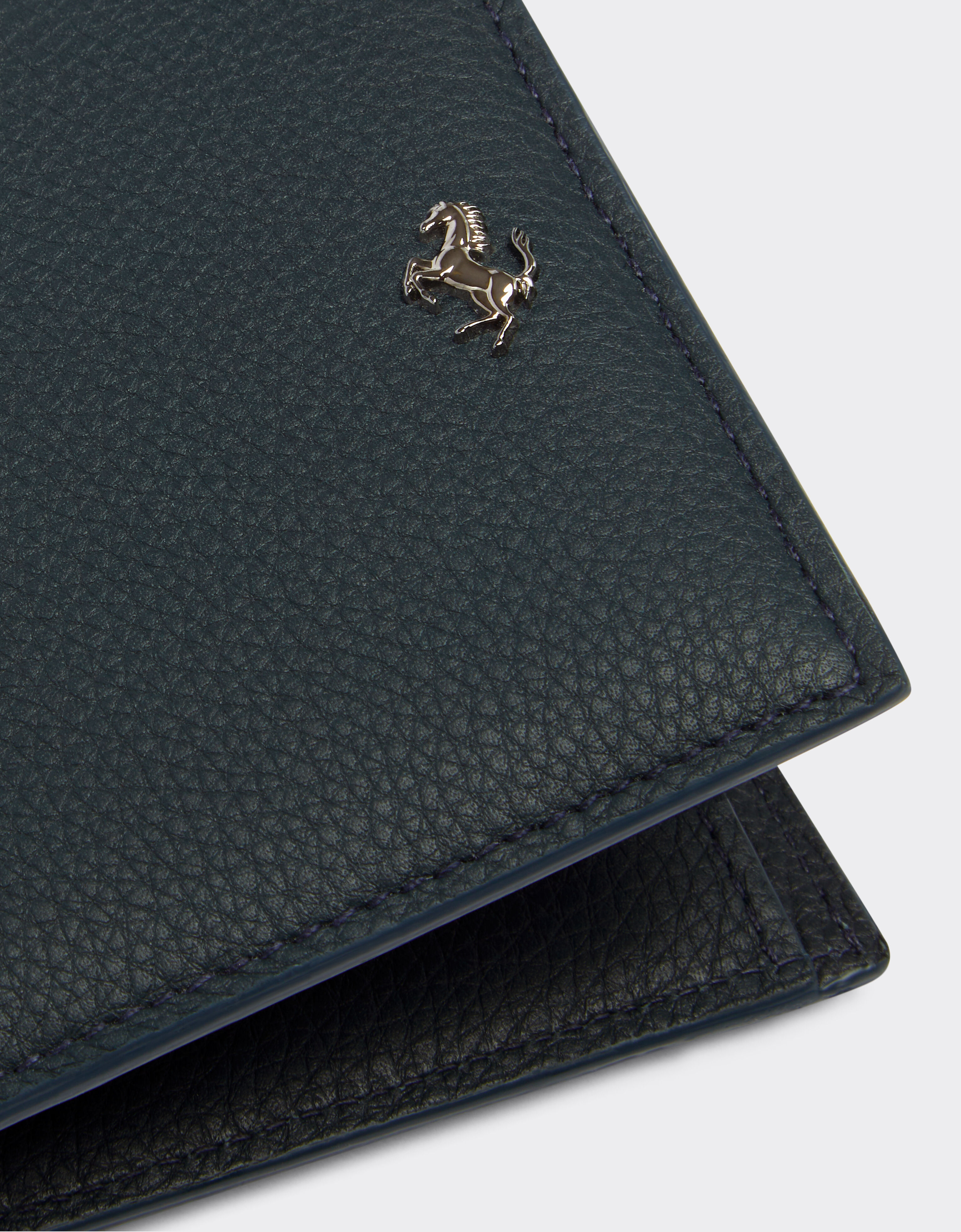 Langes Portemonnaie aus gehammertem Leder mit Munzfach in Navy fur Herren Ferrari