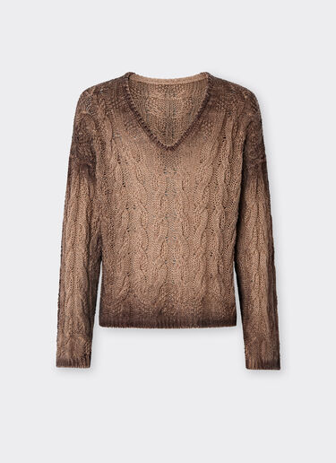 Ferrari Pull en lin et cachemire Marrone Scuro 51123f