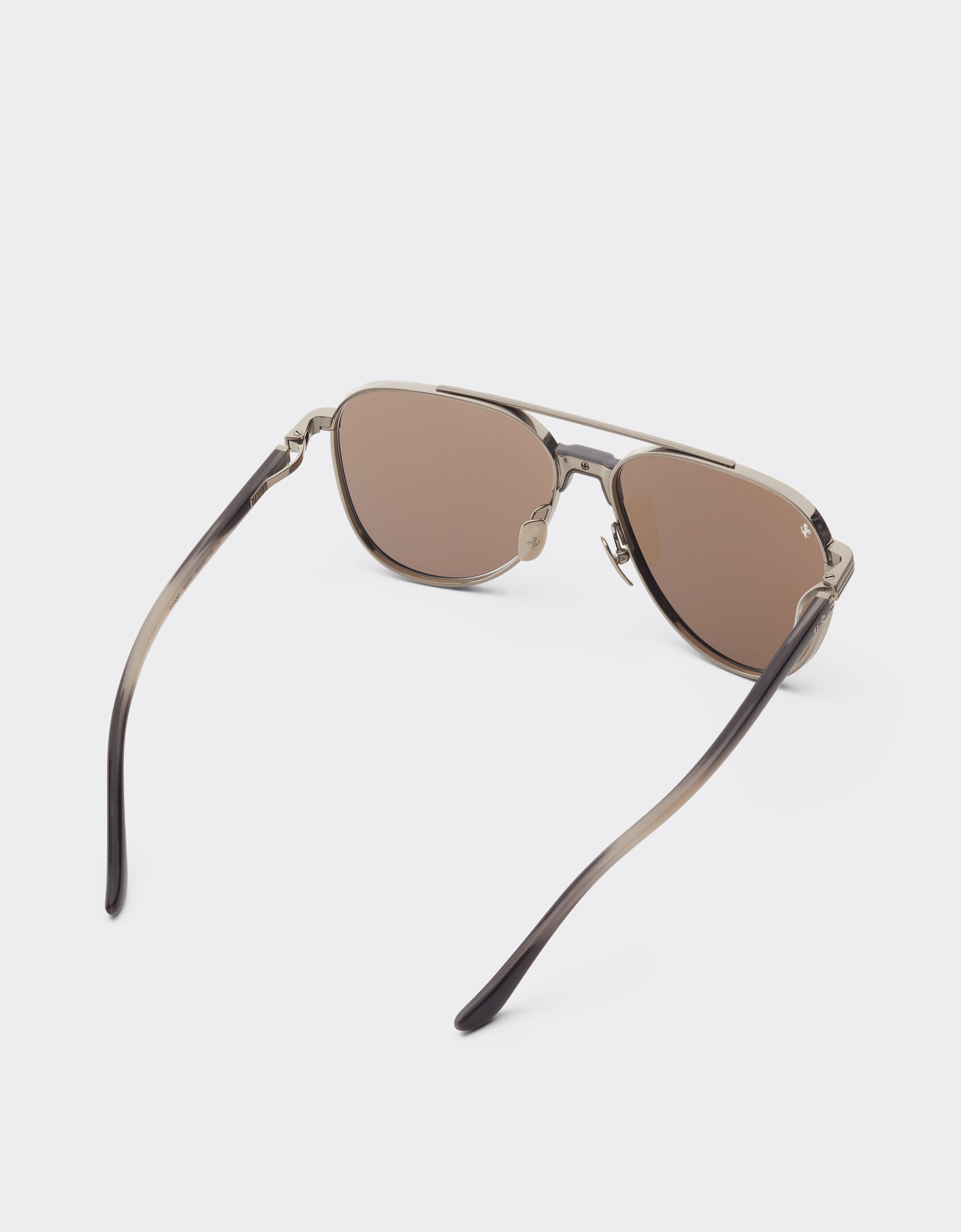 Ferrari Ferrari sunglasses in  brushed silver titanium and acetate with transparent gold lenses with white mirror coating Silver LA0KQf