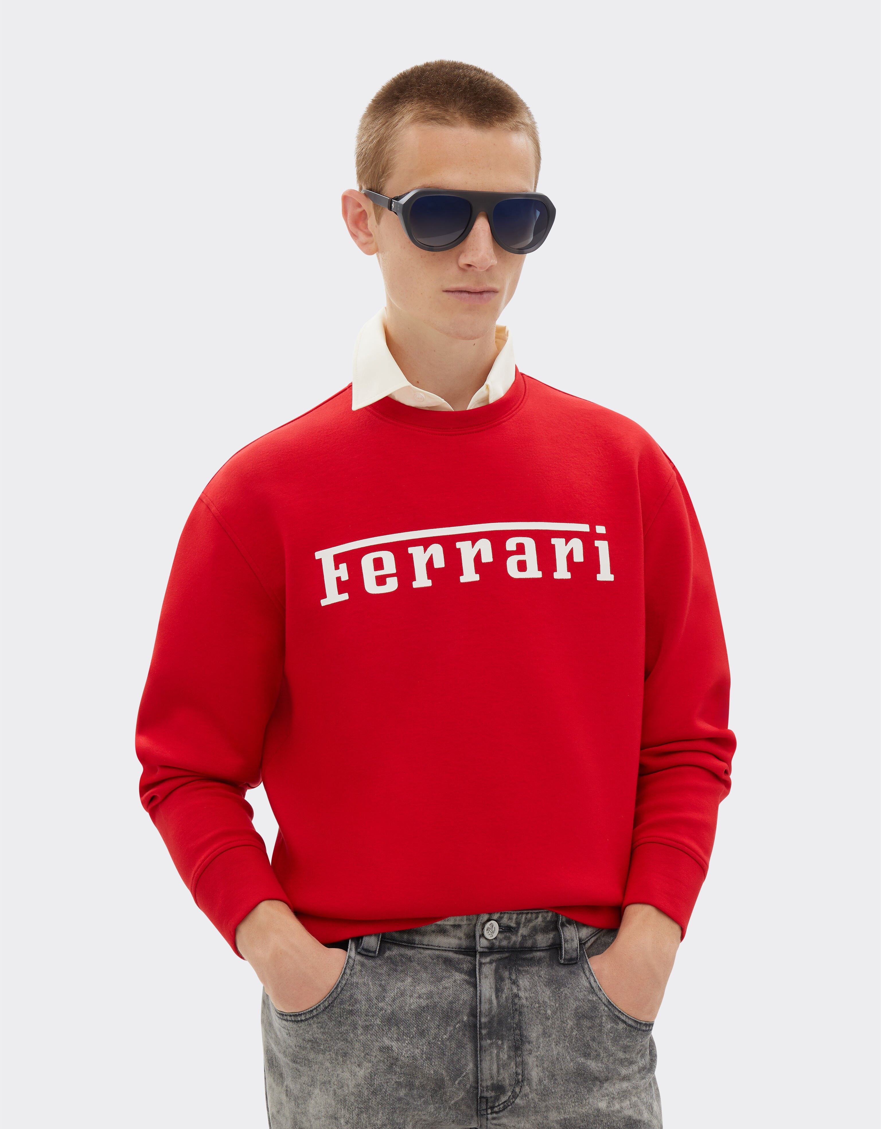 Ferrari Sweatshirt mit Ferrari-Logo-Aufdruck Rosso Corsa 20518f