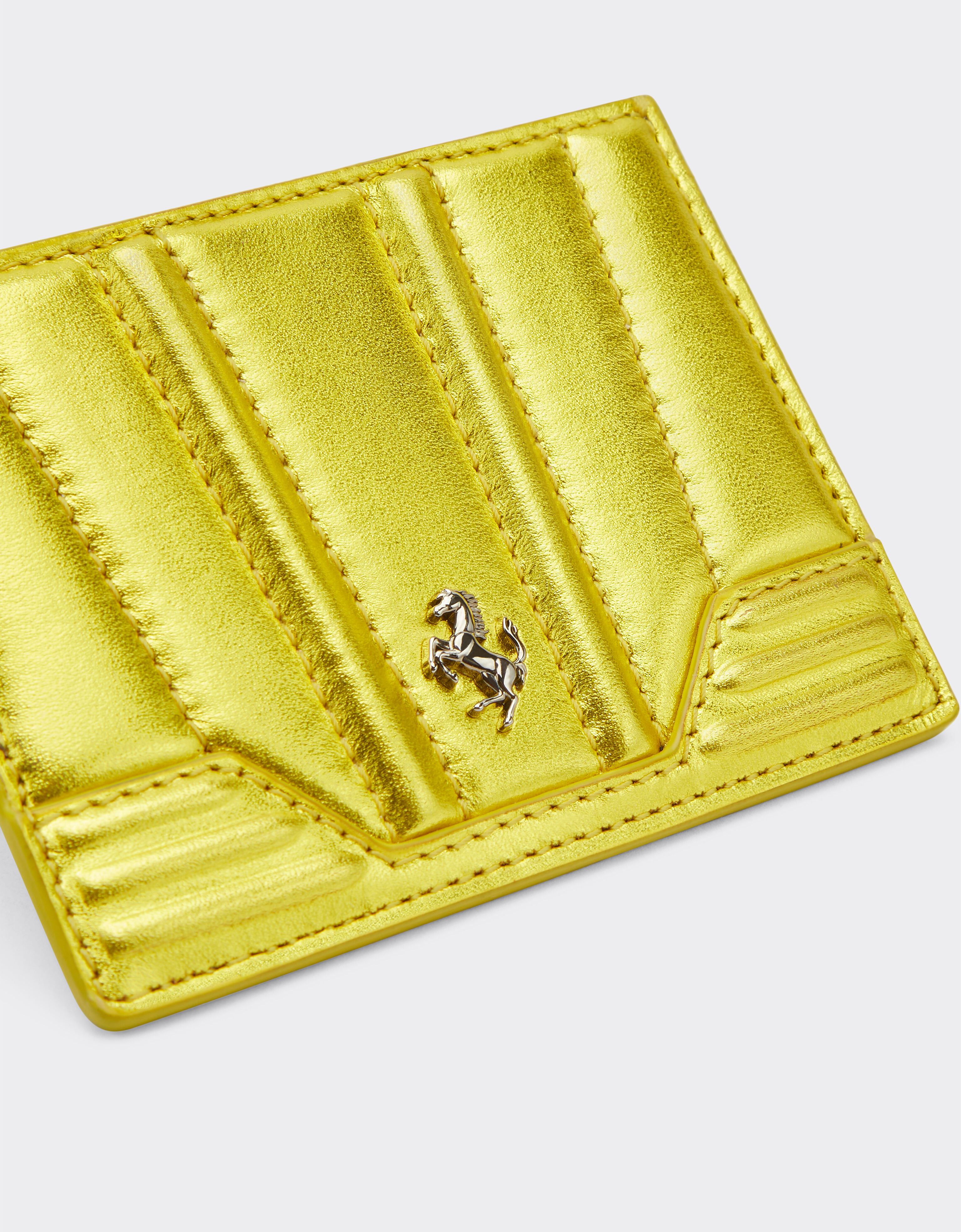 Ferrari Card holder in laminated leather Light yellow 20246f