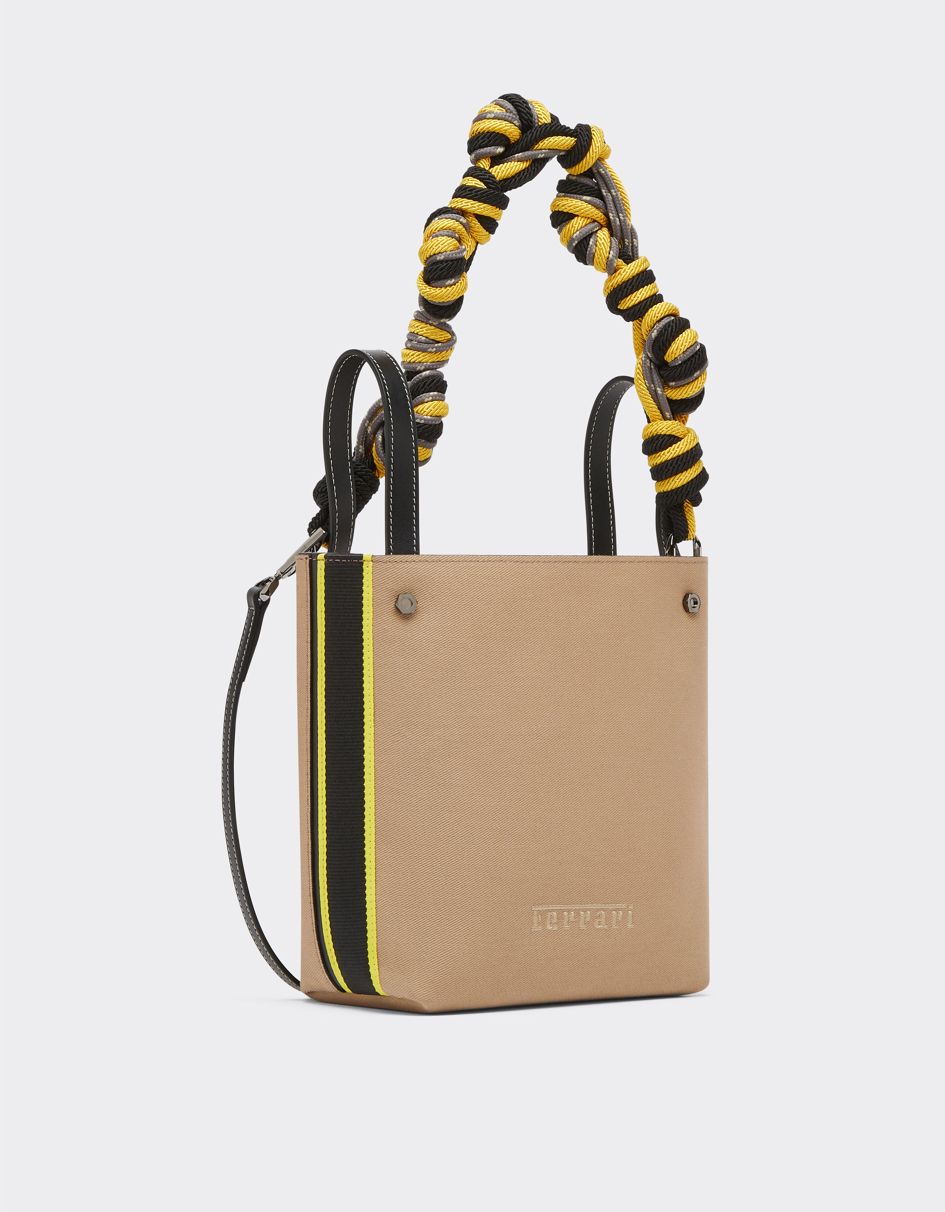 Ferrari Cotton mini shopper bag with scoubidou detail Ebony 20579f