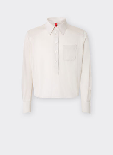 Ferrari Long-sleeved polo shirt in silk jersey Ecru 22412f