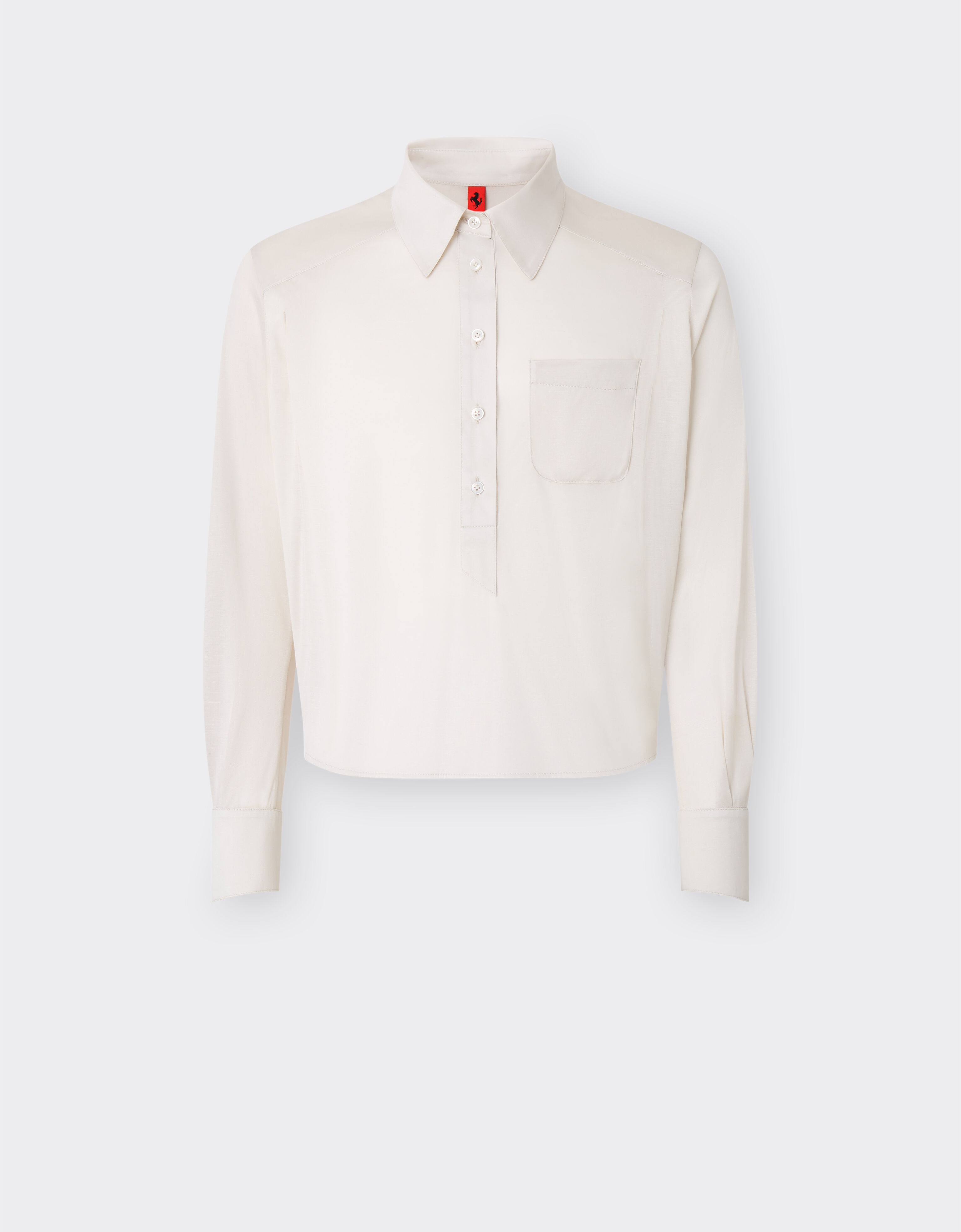 Ferrari Long-sleeved polo shirt in silk jersey Ecru 22412f
