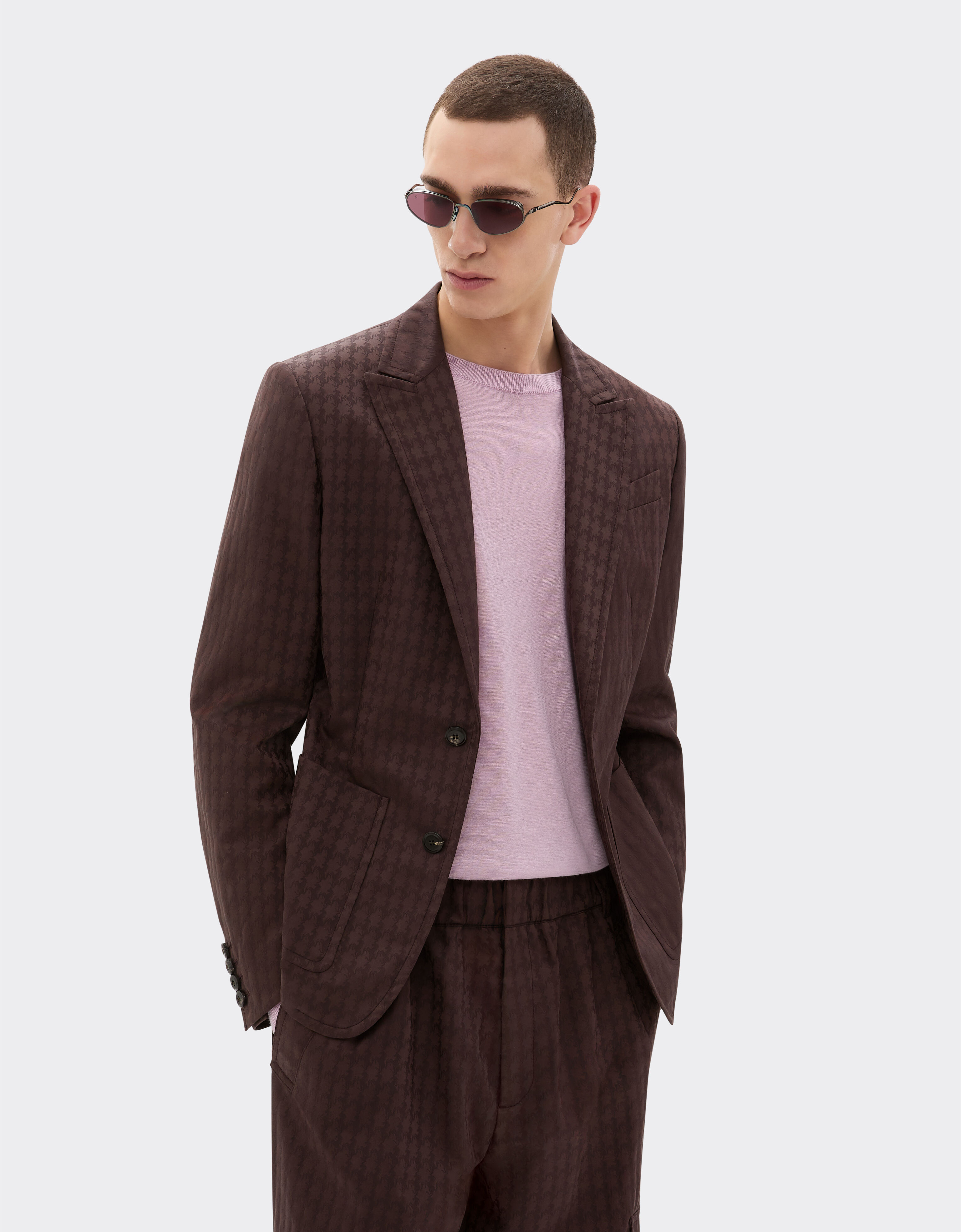 Ferrari Single-breasted blazer in Q-Cycle® cotton twill Mahogany 22685f