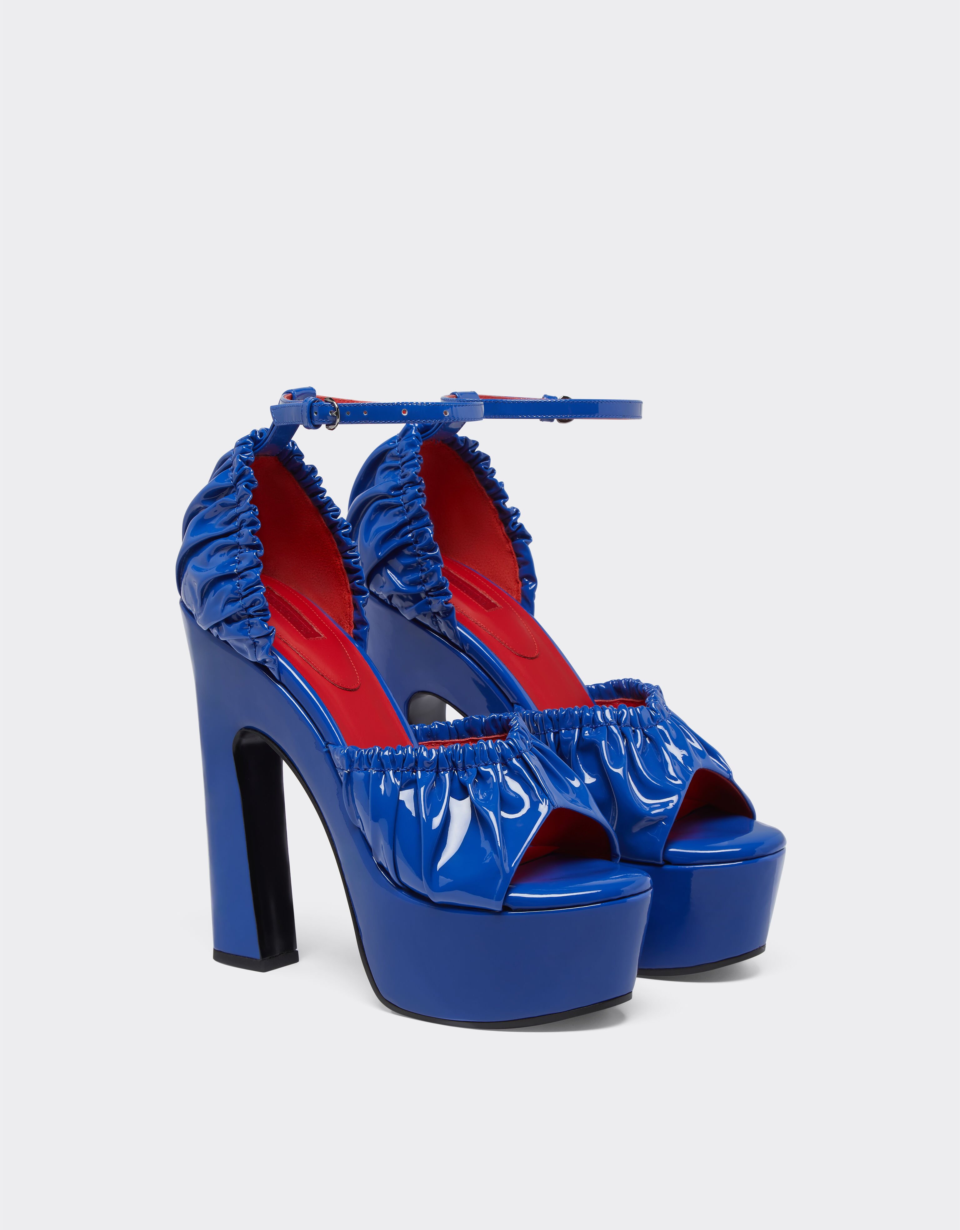 Ferrari Patent leather sandals with platform heel and strap Klein Blue 22066f