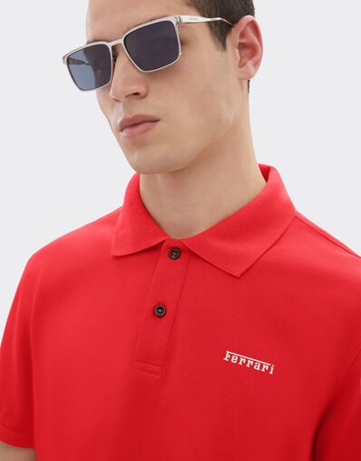 Ferrari Polo de algodón con logotipo Ferrari Rosso Dino 51058f