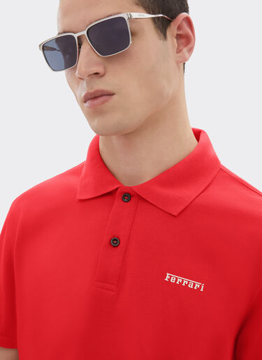 Ferrari Cotton polo shirt with Ferrari logo Rosso Dino 51058f