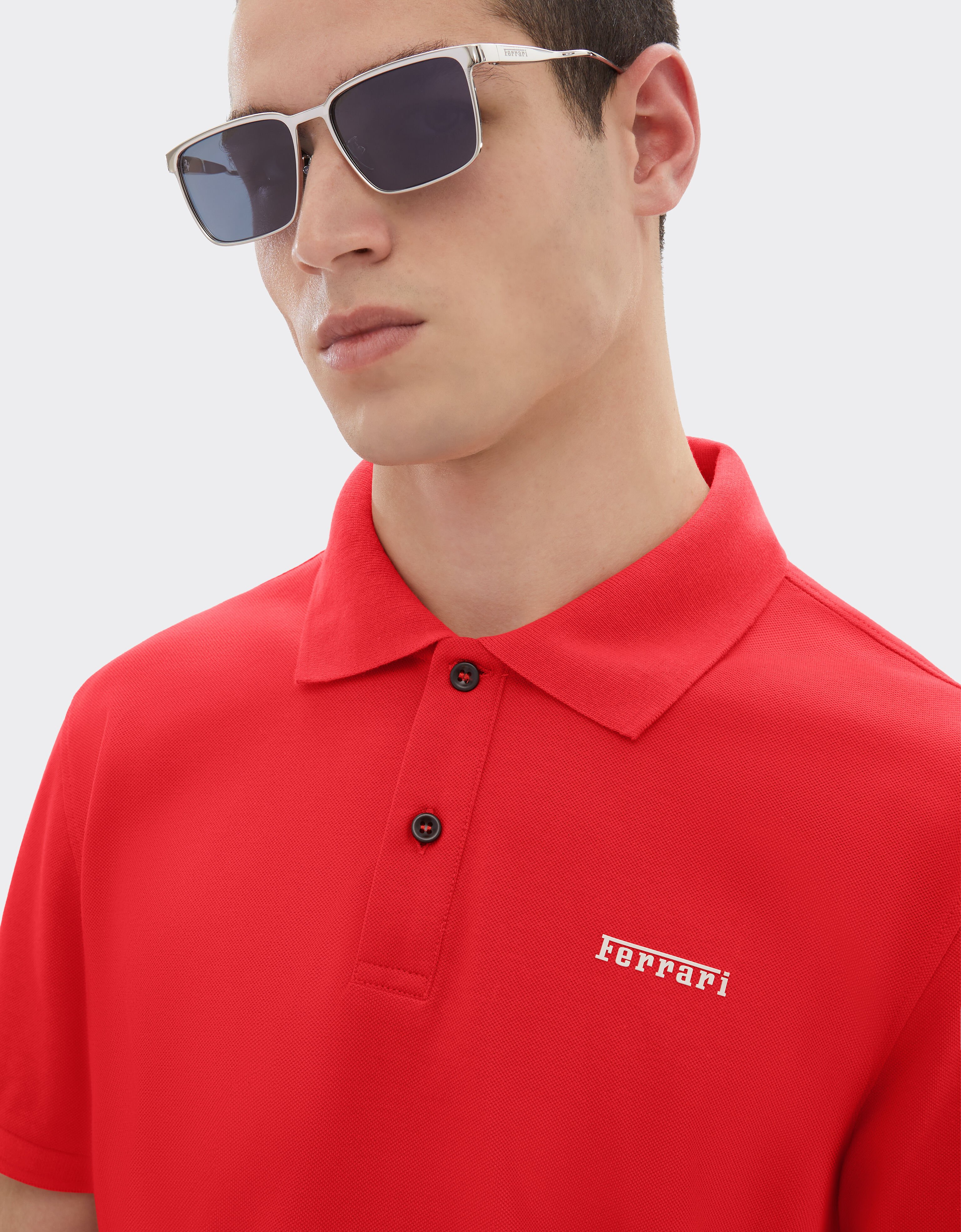 Ferrari Cotton polo shirt with Ferrari logo Rosso Dino 51058f