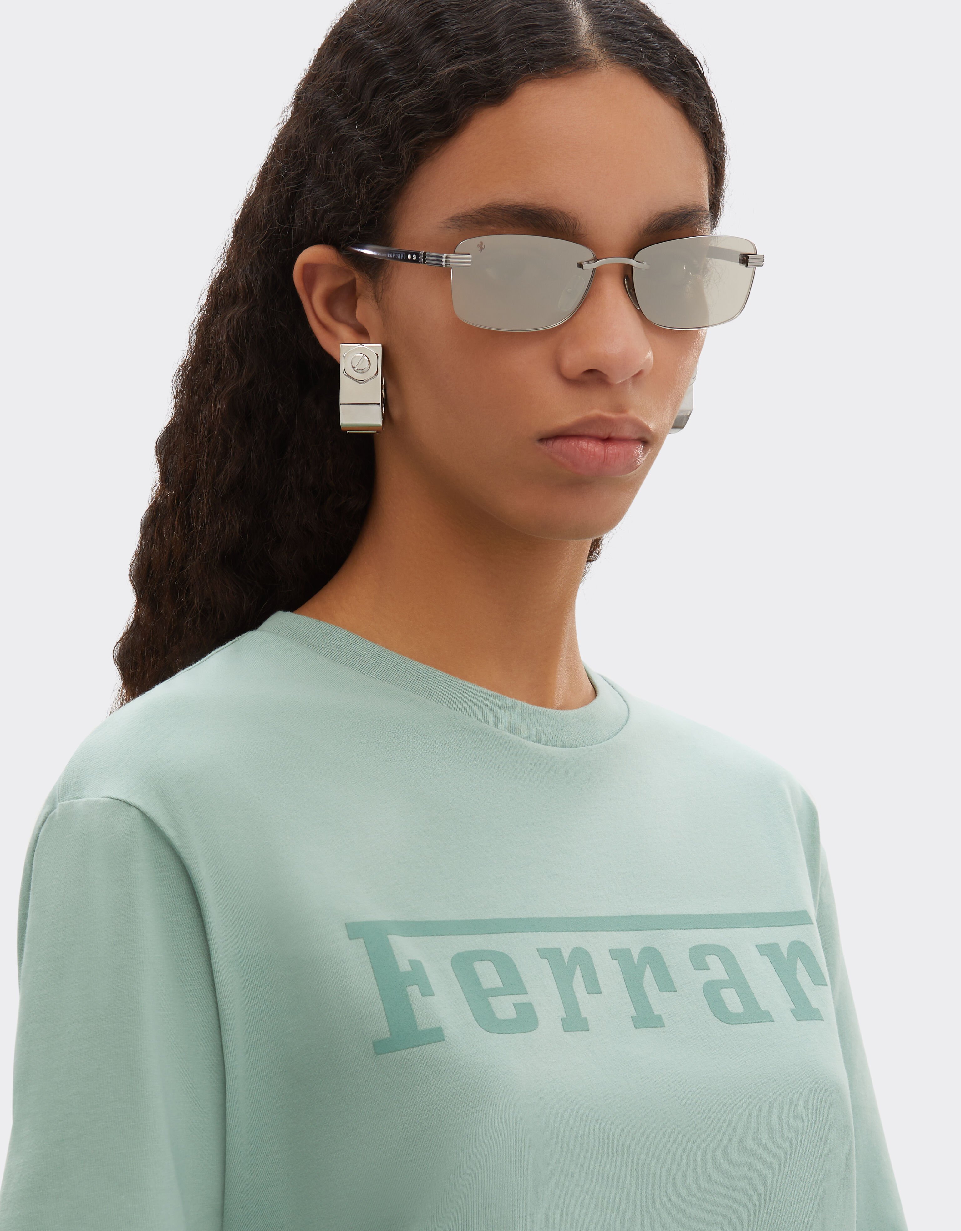Ferrari Ferrari sunglasses in  brushed silver-colored titanium  and acetate with transparent gold lenses with white mirror coating Silver LA0L6f
