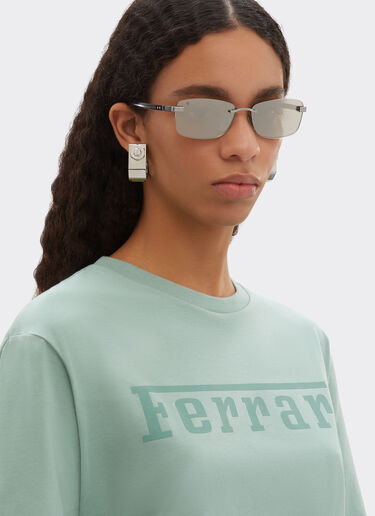 Ferrari Lunettes de soleil Ferrari en titane  argent brossé et acétate avec verres miroir blanc transparent doré Silver LA0L6f