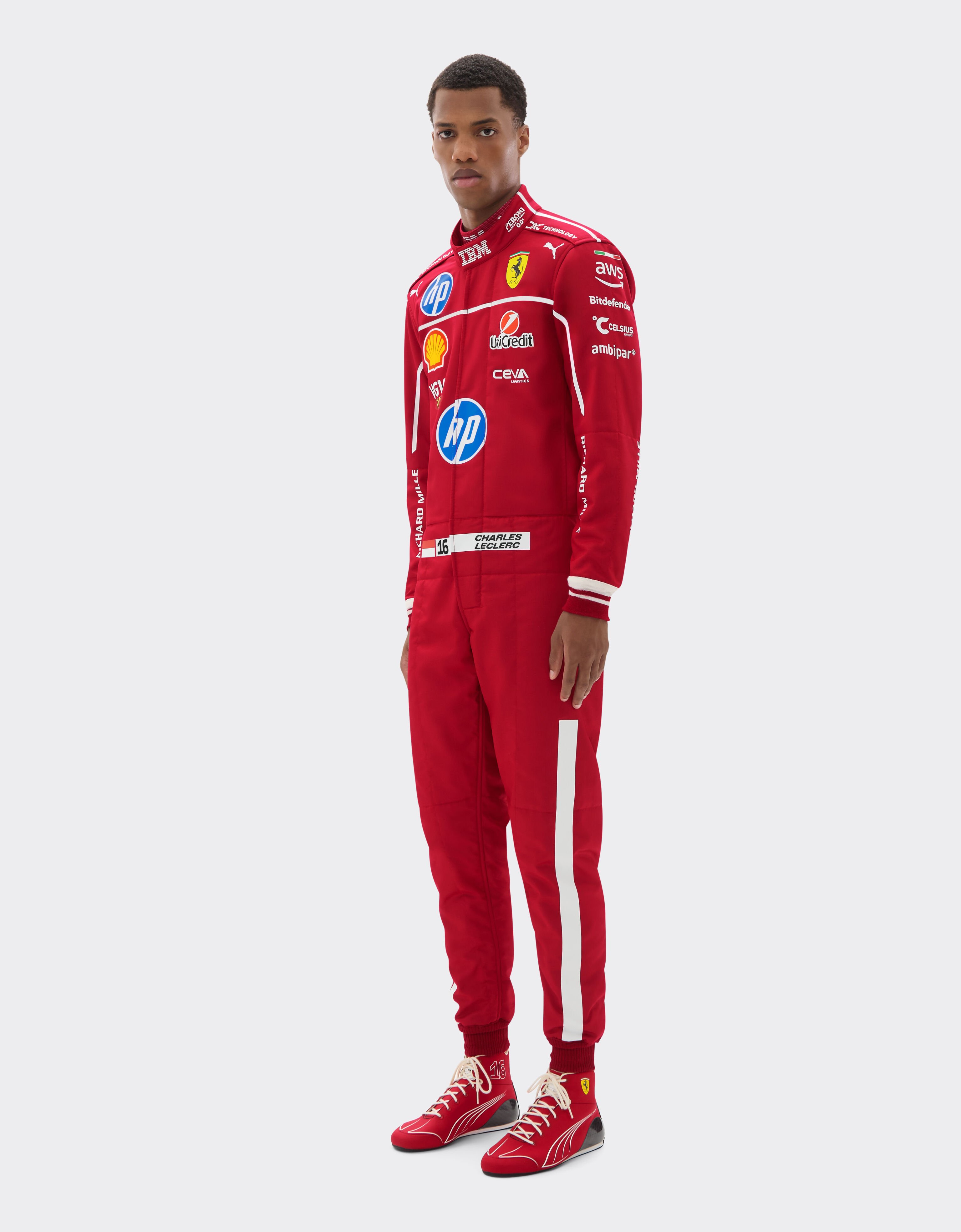 Ferrari Charles Leclerc Combinaison Puma pour la Scuderia Ferrari Rouge LA08Mf
