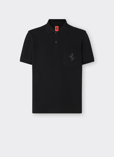 Ferrari 跃马徽标拼饰 Polo 衫 黑色 20132f