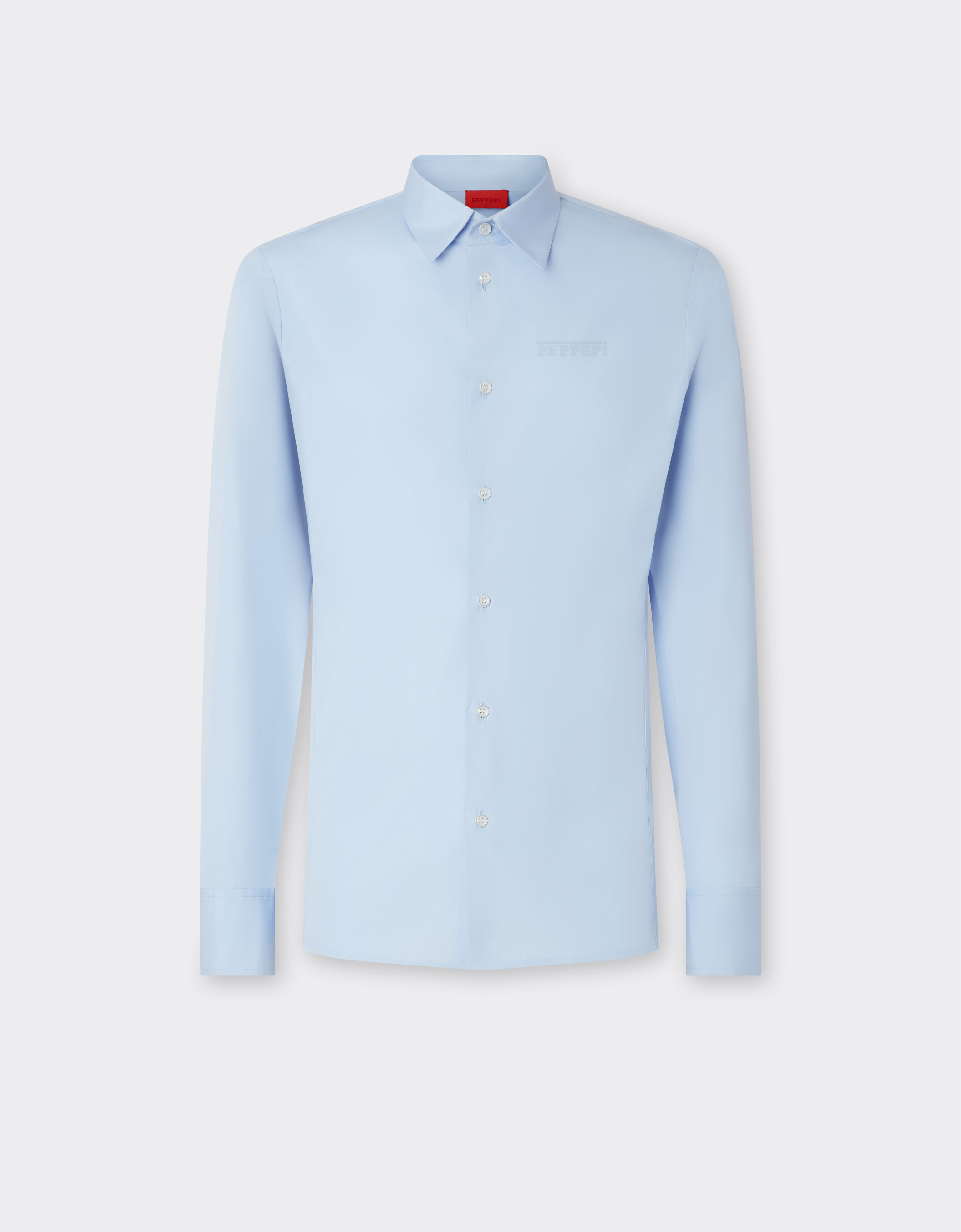 Ferrari Camisa de popelina con logo Ferrari bordado Azul Acero 22696f