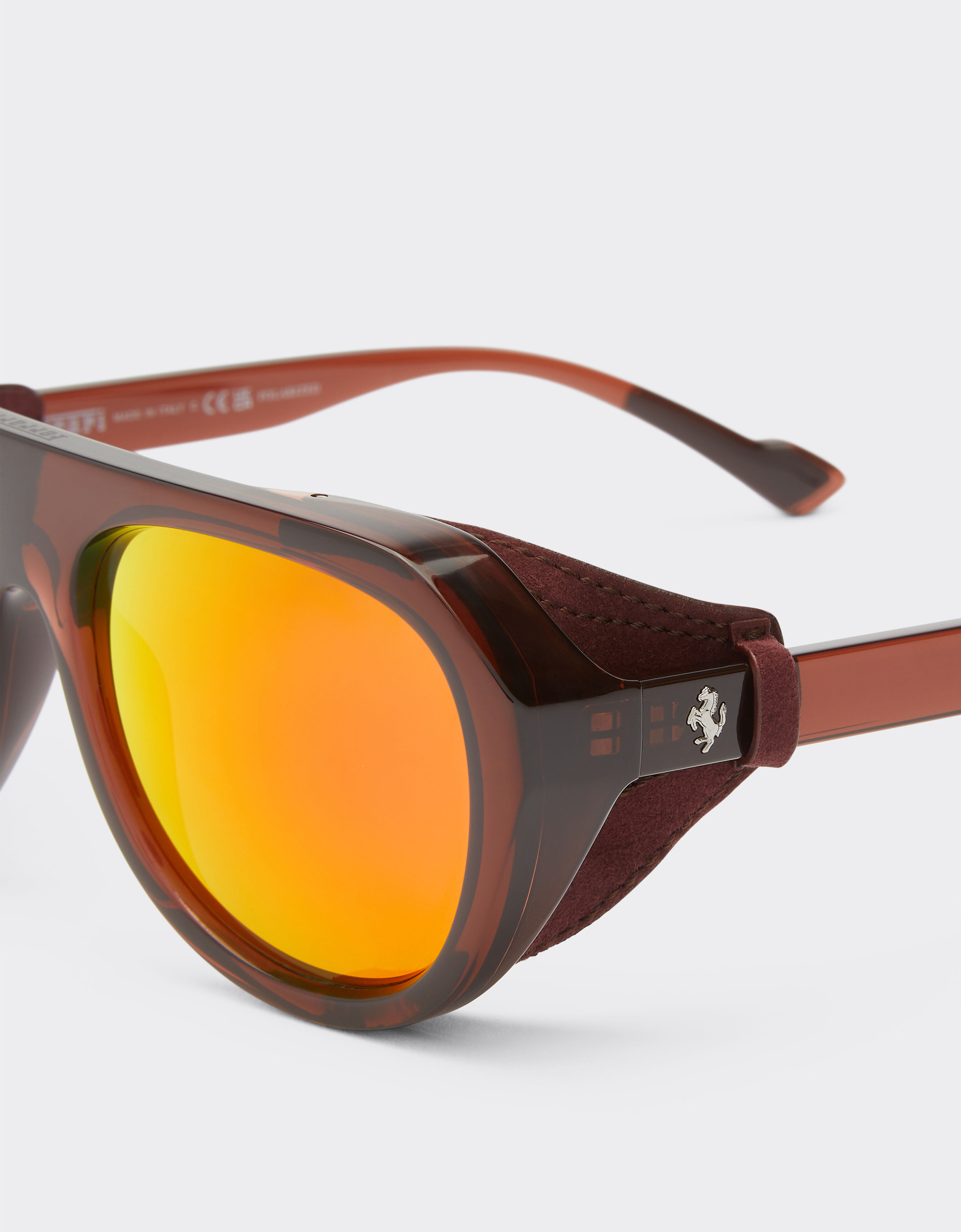 Ferrari Ferrari brown sunglasses with leather details and polarised mirror lenses Brown F1254f