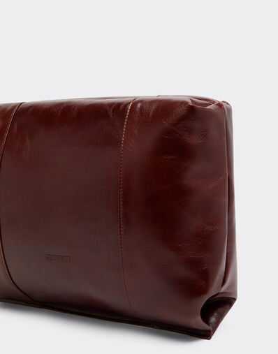 Ferrari Glossy Leather Clutch Bag Marrone Scuro CBMTT0001YL00077f