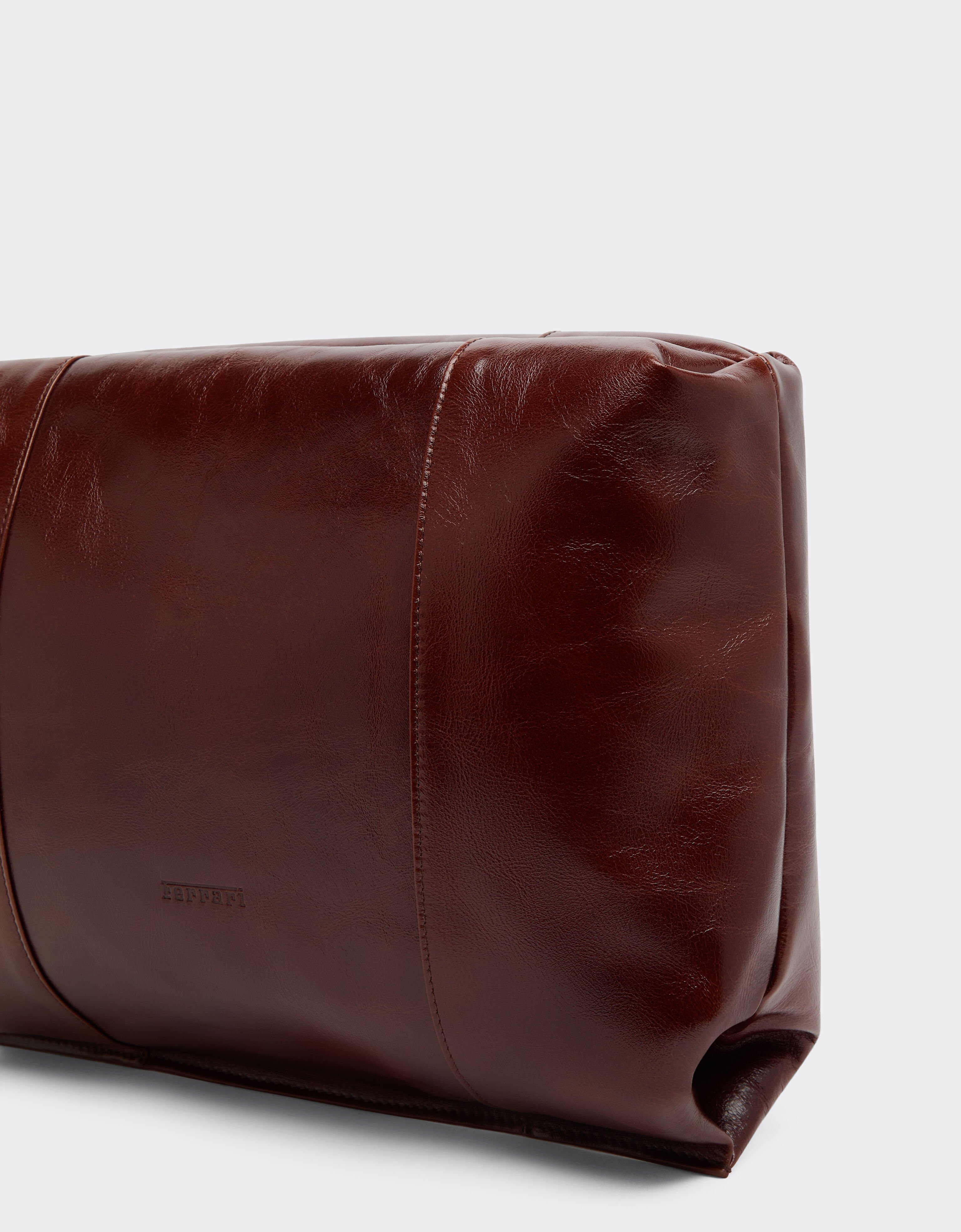 Glossy Leather Clutch Bag Ferrari Glossy Leather Clutch Bag Marrone Scuro CBMTT0001YL00077f