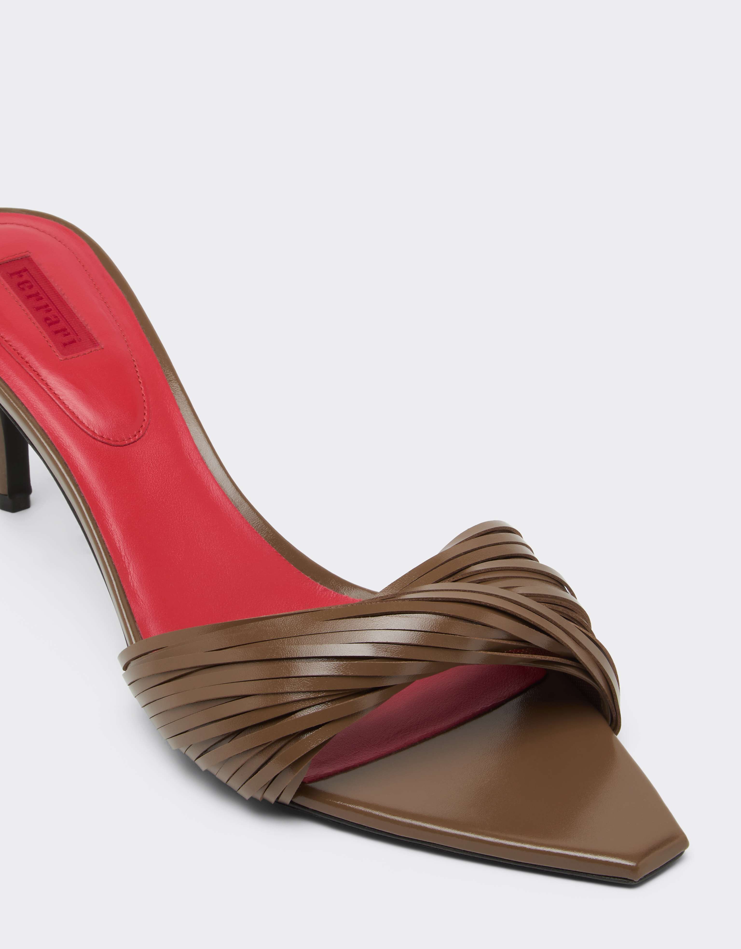 Leather Mules with Carved Fringes Ferrari Leather Mules with Carved Fringes Caffè CSWML0004XL00007f