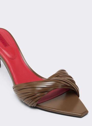 Leather Mules with Carved Fringes Ferrari Leather Mules with Carved Fringes Caffè CSWML0004XL00007f