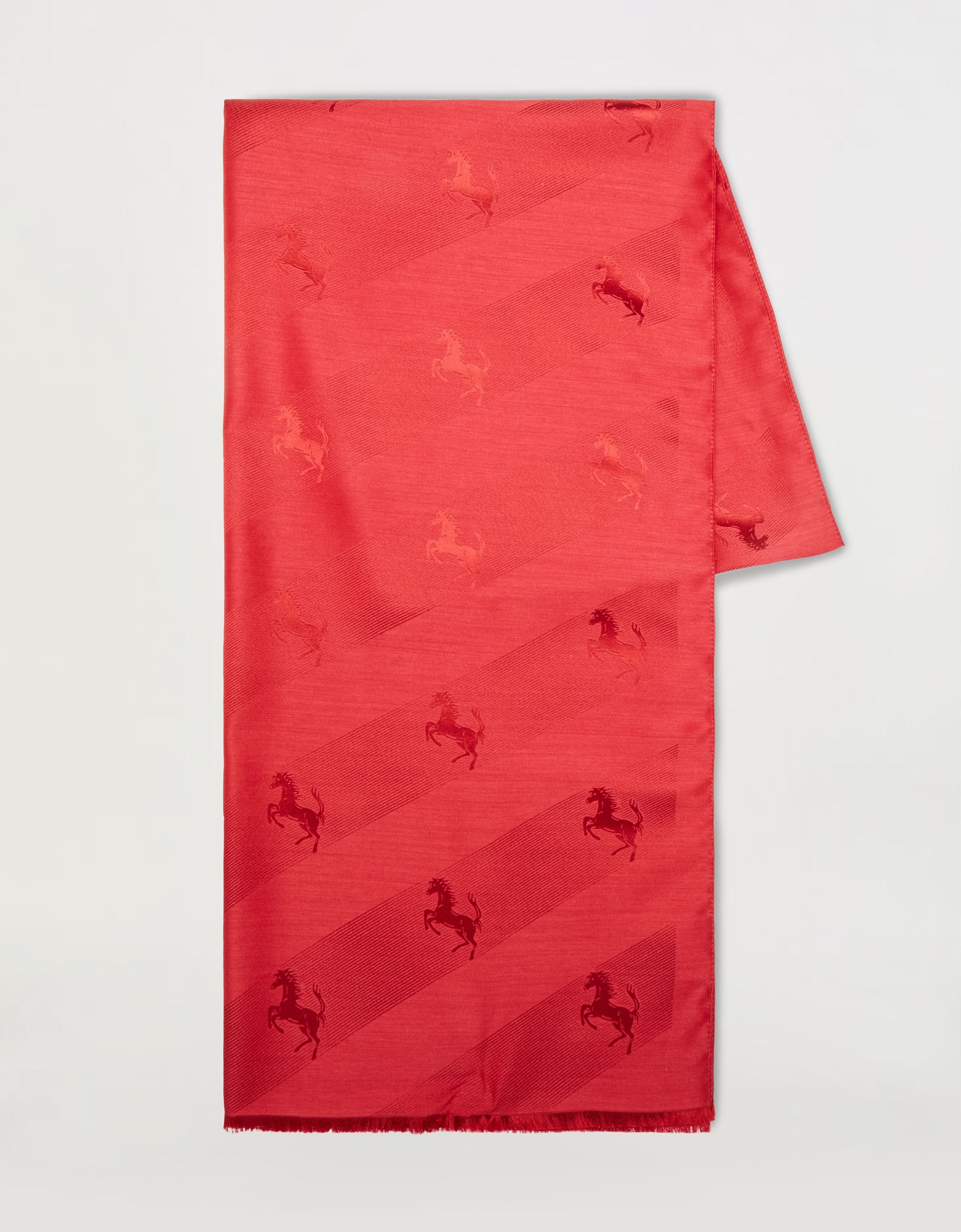 Ferrari 跃马图案羊毛与真丝围巾 Rosso Corsa 红色 47072f