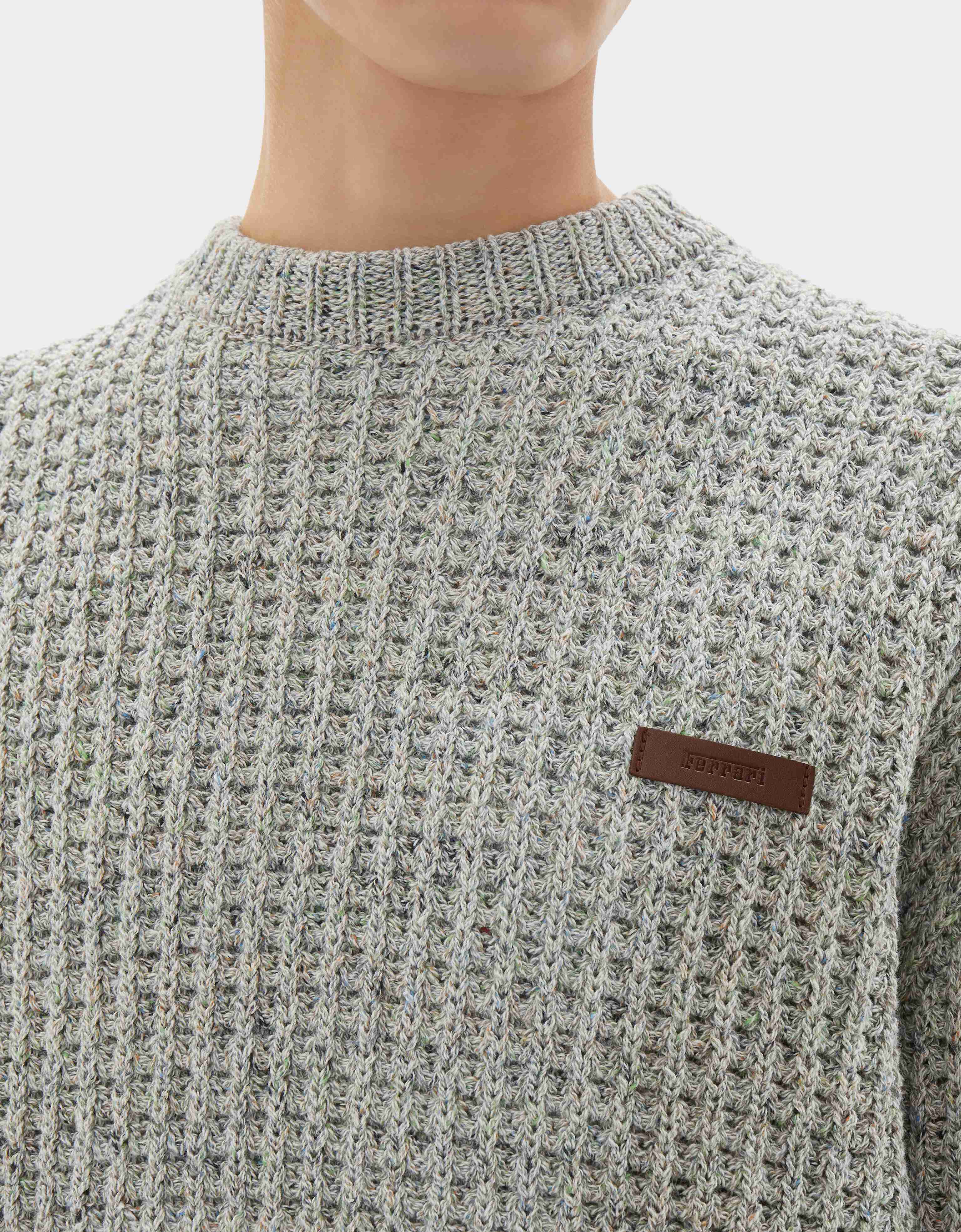 Ferrari Denim-effect crew-neck jumper Beige CKMCN0013KCO0008f