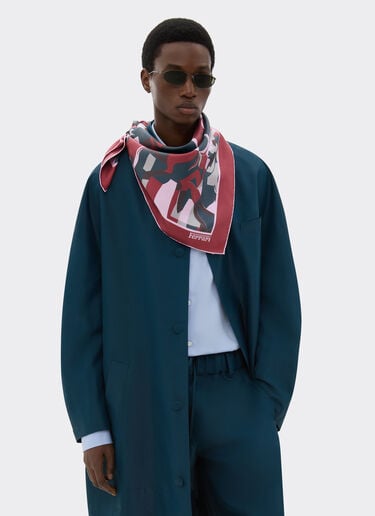 Silk yoke with color block Cavallino print Ferrari Silk yoke with color block Cavallino print Peacock 22716f