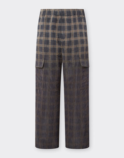 Ferrari Trousers in chiné check printed nylon Mahogany 22633f