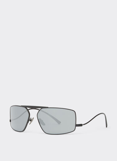 Ferrari Ferrari Sonnenbrille aus schwarzem Metall mit silberfarben verspiegelten Gläsern Mattschwarz F1210f