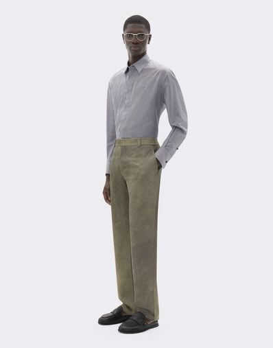 Pantaloni in Cady di Viscosa con Effetto Lavato Ferrari Pantaloni in Cady di Viscosa con Effetto Lavato Olive green CWMTR0016WVI0005f